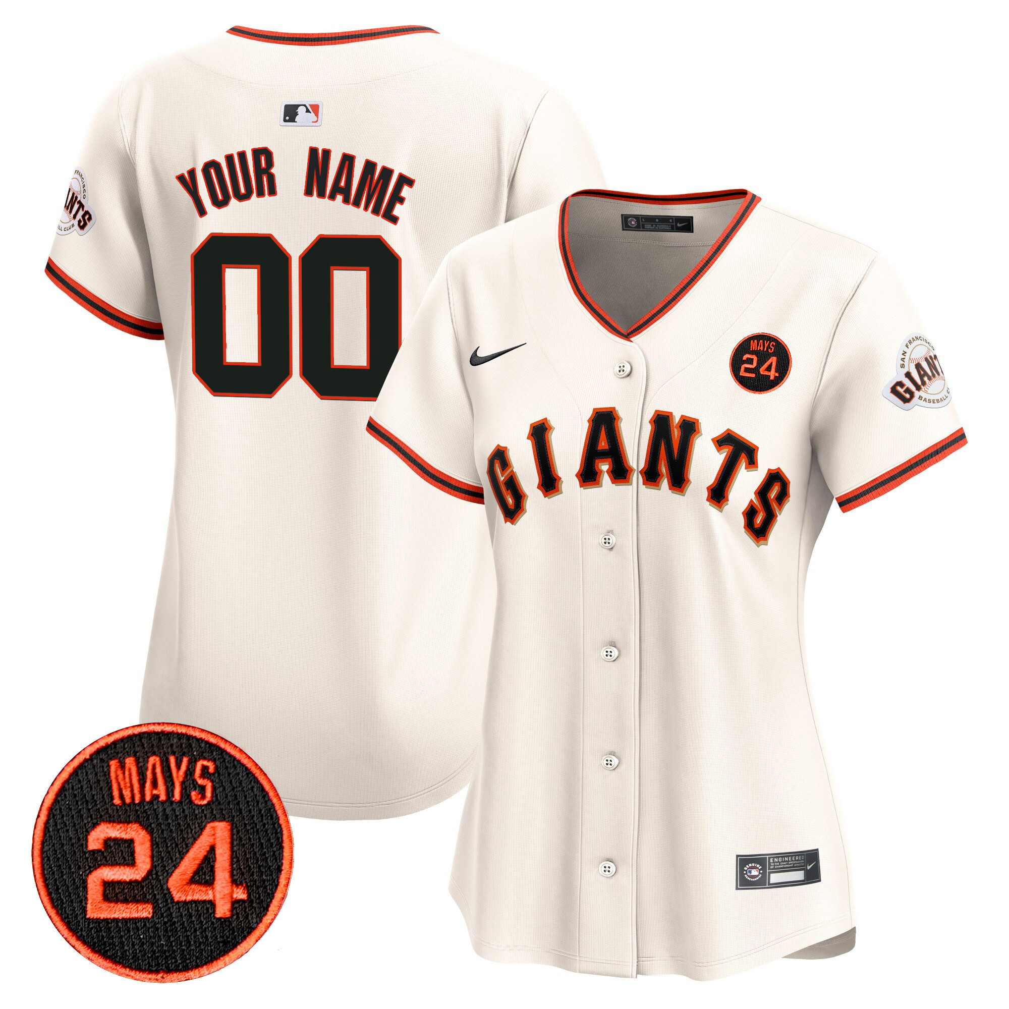 San Francisco Giants 2024 Willie Mays Patch Vapor Premier Limited Custom Jersey V3 - All Stitched