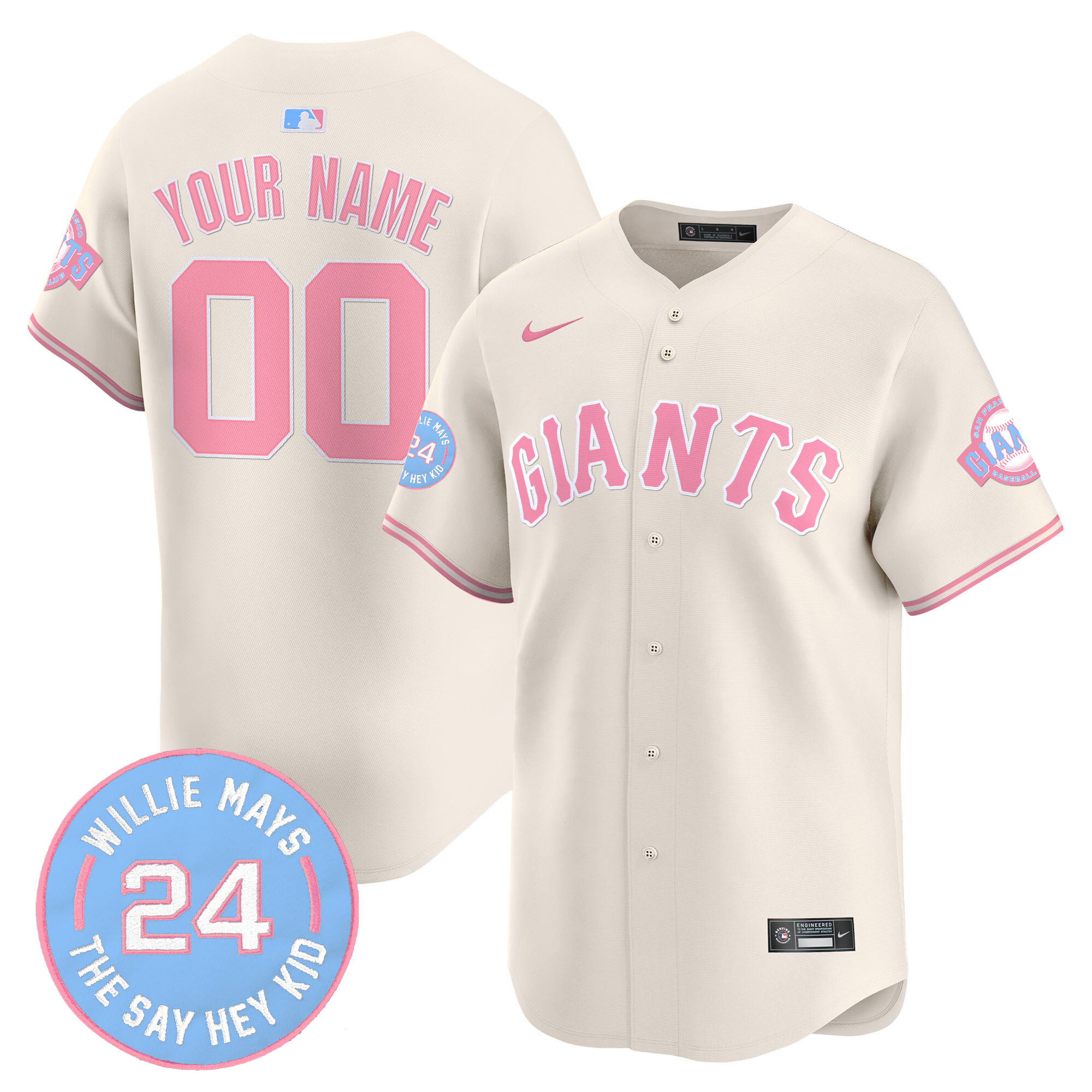 San Francisco Giants Bubblegum Pink Vapor Premier Limited Custom Jersey - All Stitched