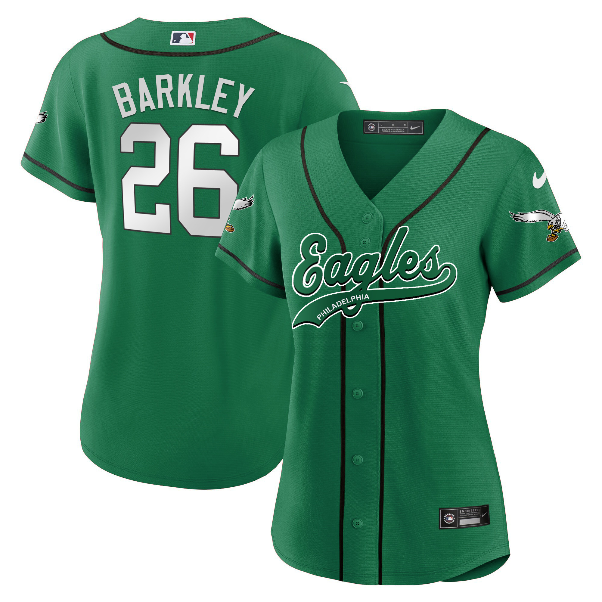 Saquon Barkley Eagles Kelly Green Baseball Jersey - All Stitched
