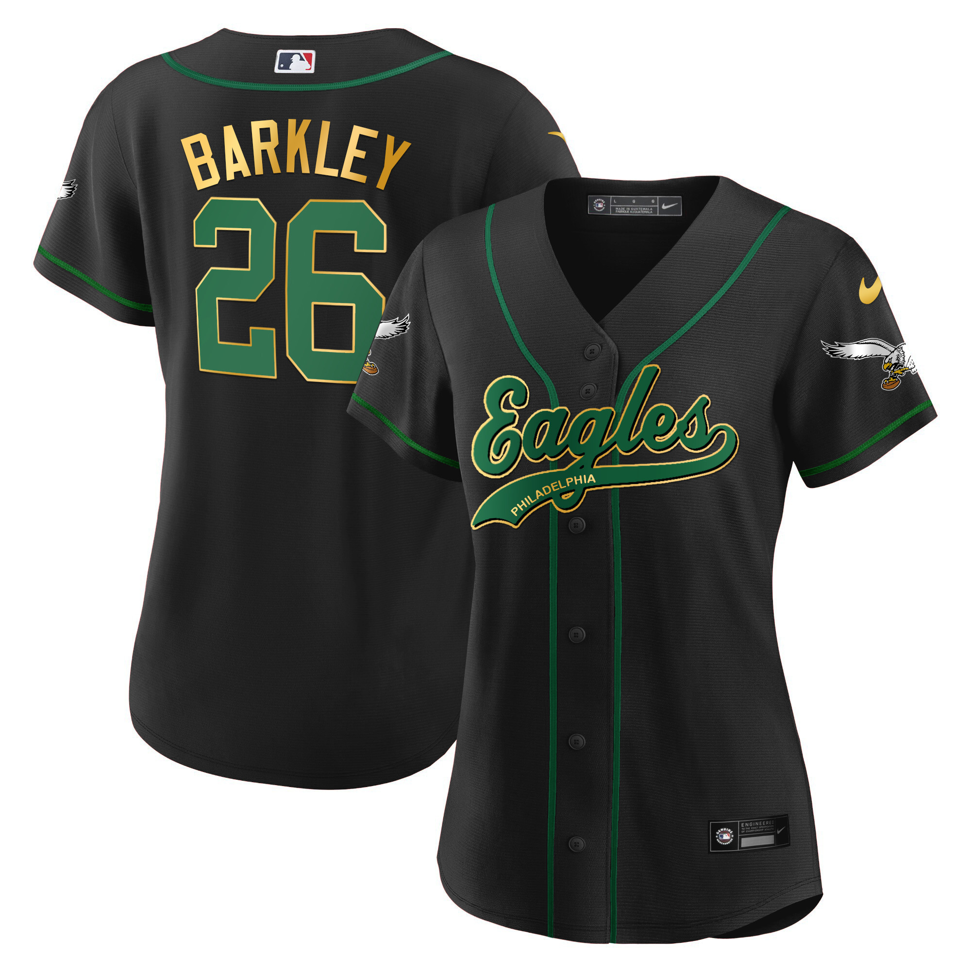 Saquon Barkley Eagles Kelly Green Baseball Jersey - All Stitched