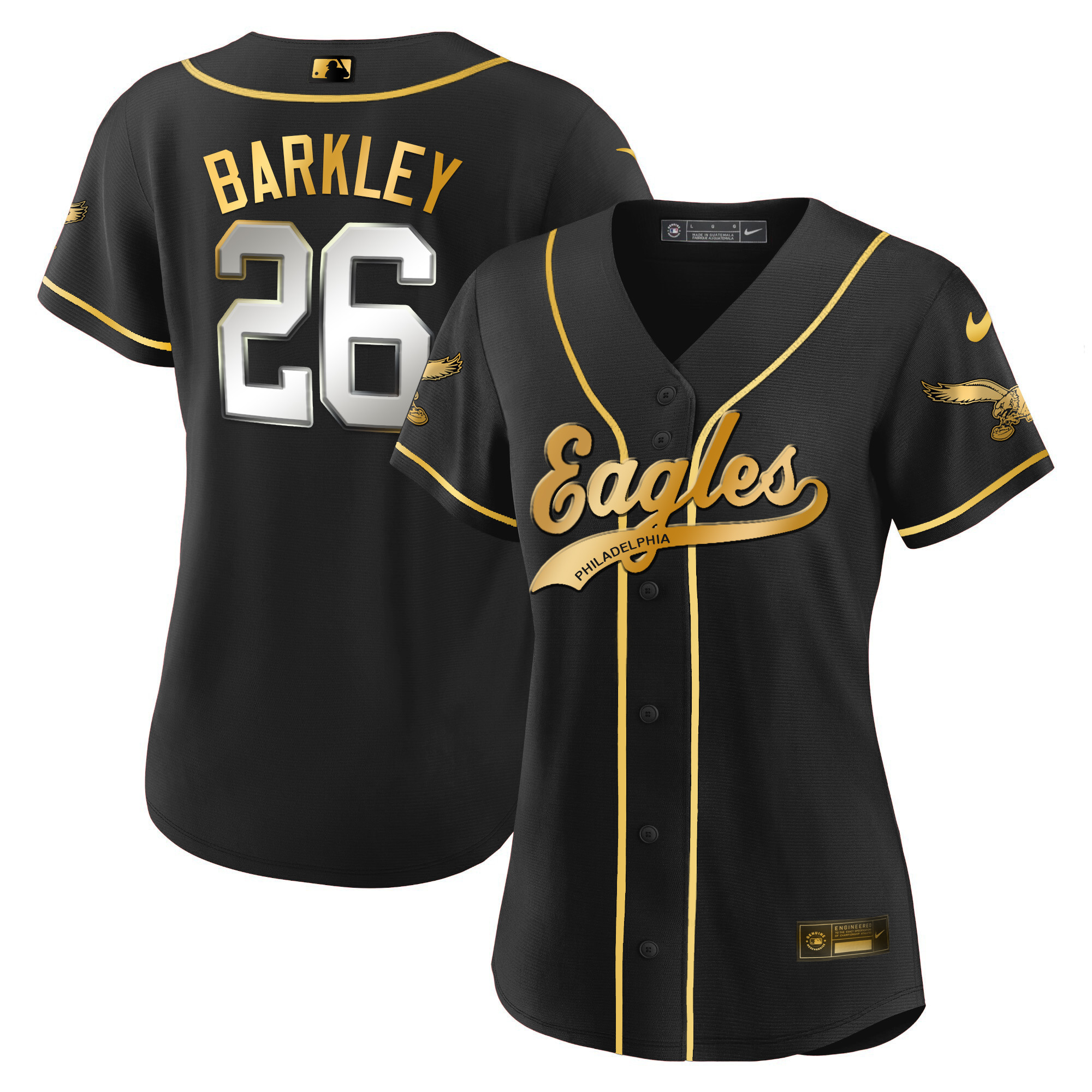 Saquon Barkley Eagles Kelly Green Baseball Jersey - All Stitched