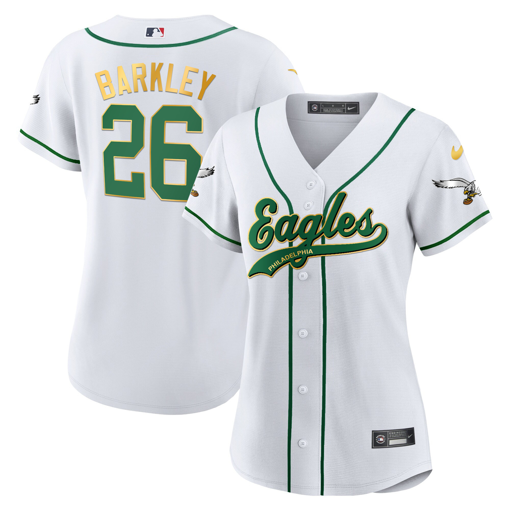 Saquon Barkley Eagles Kelly Green Baseball Jersey - All Stitched