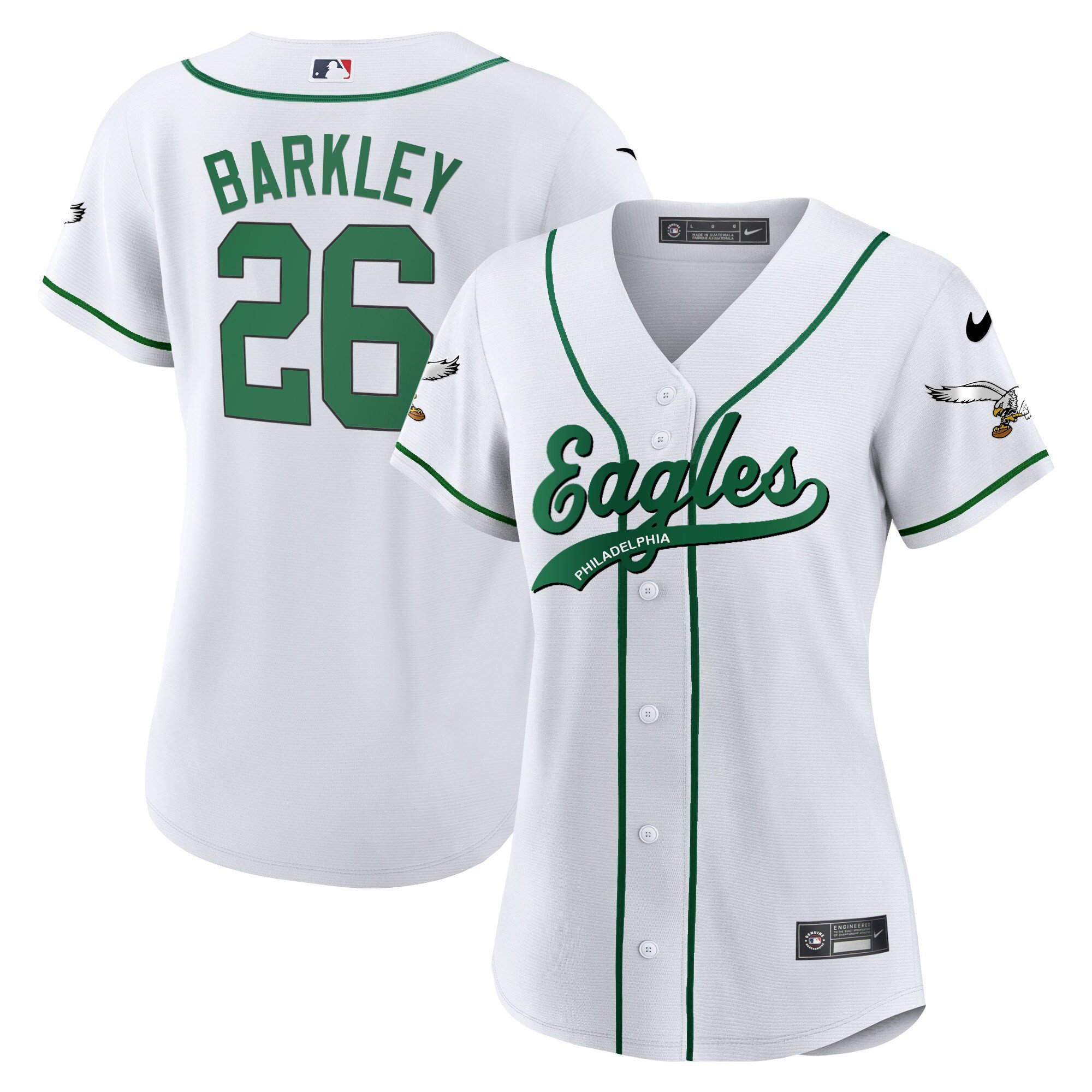Saquon Barkley Eagles Kelly Green Baseball Jersey - All Stitched