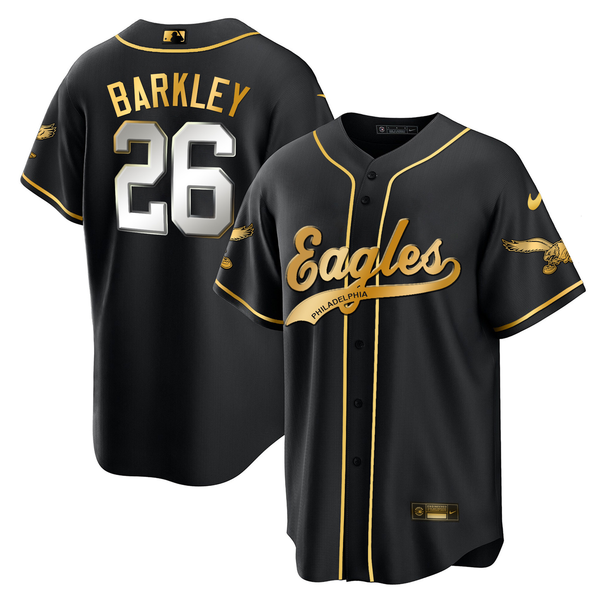 Saquon Barkley Eagles Kelly Green Baseball Jersey - All Stitched