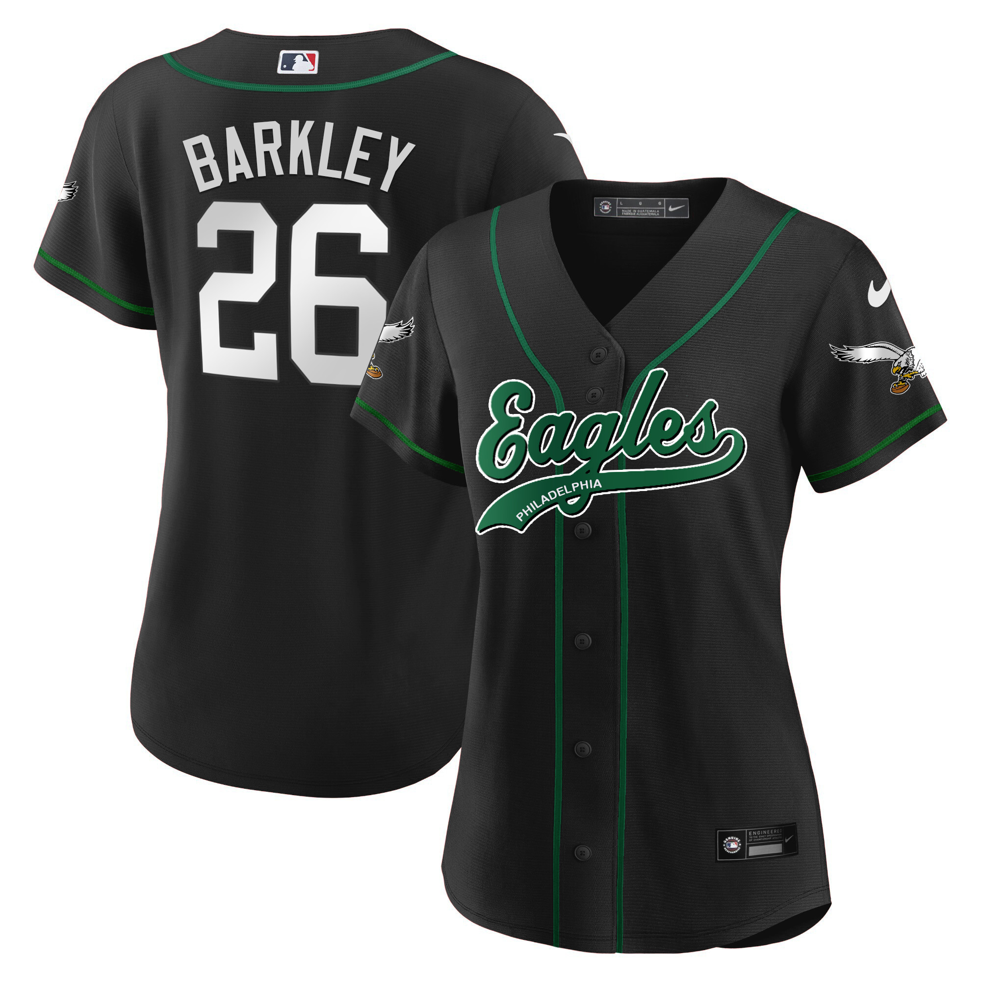 Saquon Barkley Eagles Kelly Green Baseball Jersey - All Stitched
