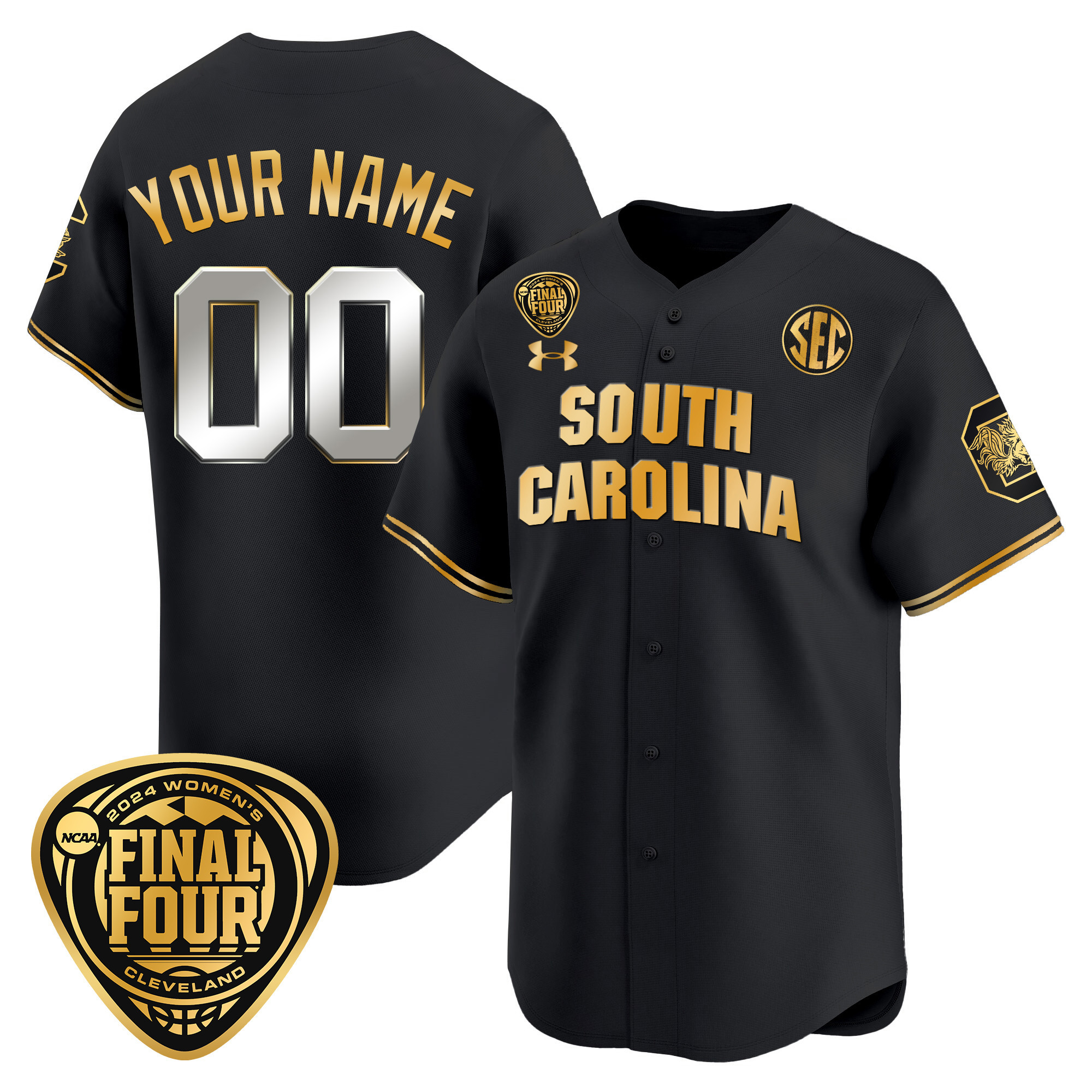 South Carolina Gamecocks 2024 Final Four Baseball Custom Jersey - Women Patch - All Stitched