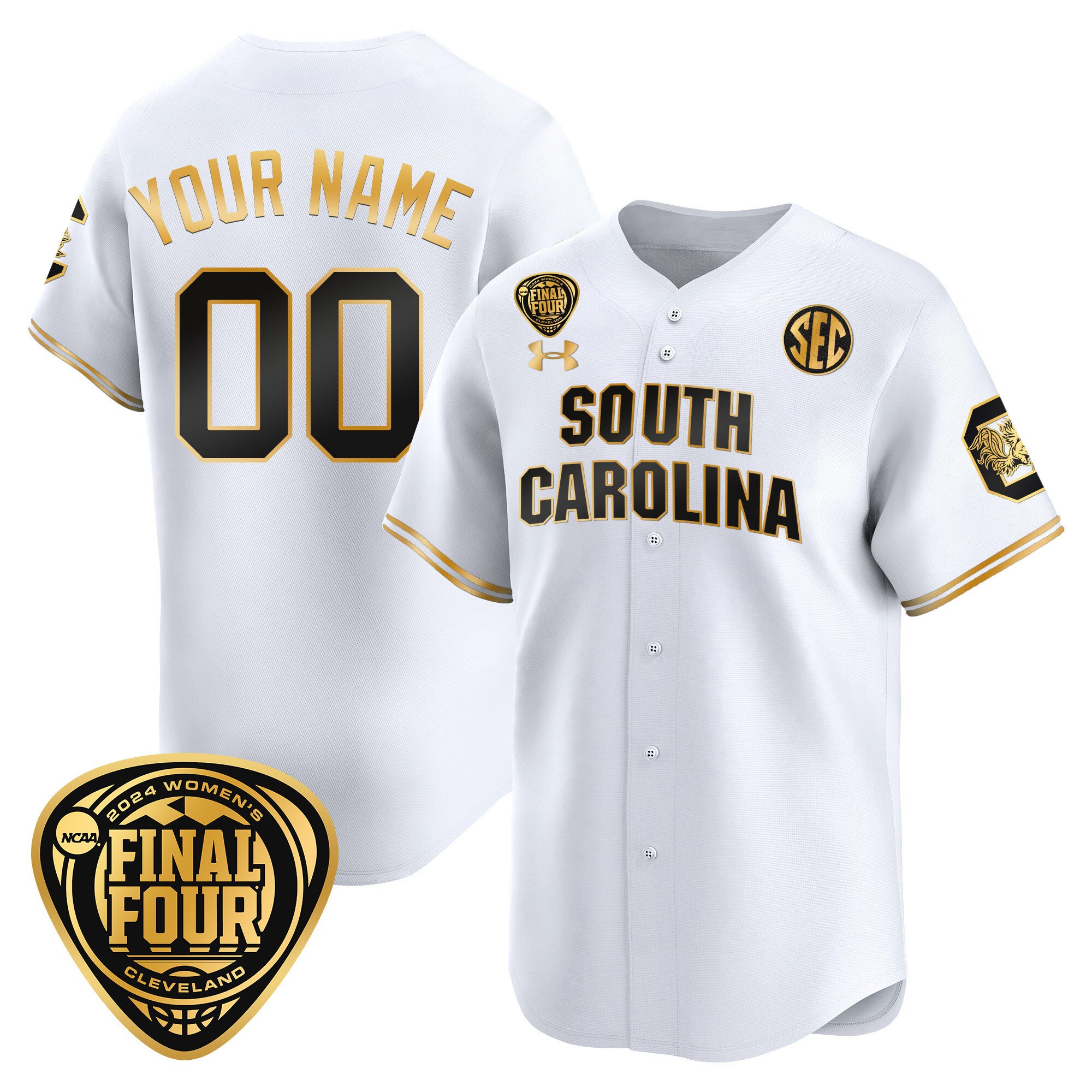 South Carolina Gamecocks 2024 Final Four Baseball Custom Jersey - Women Patch - All Stitched