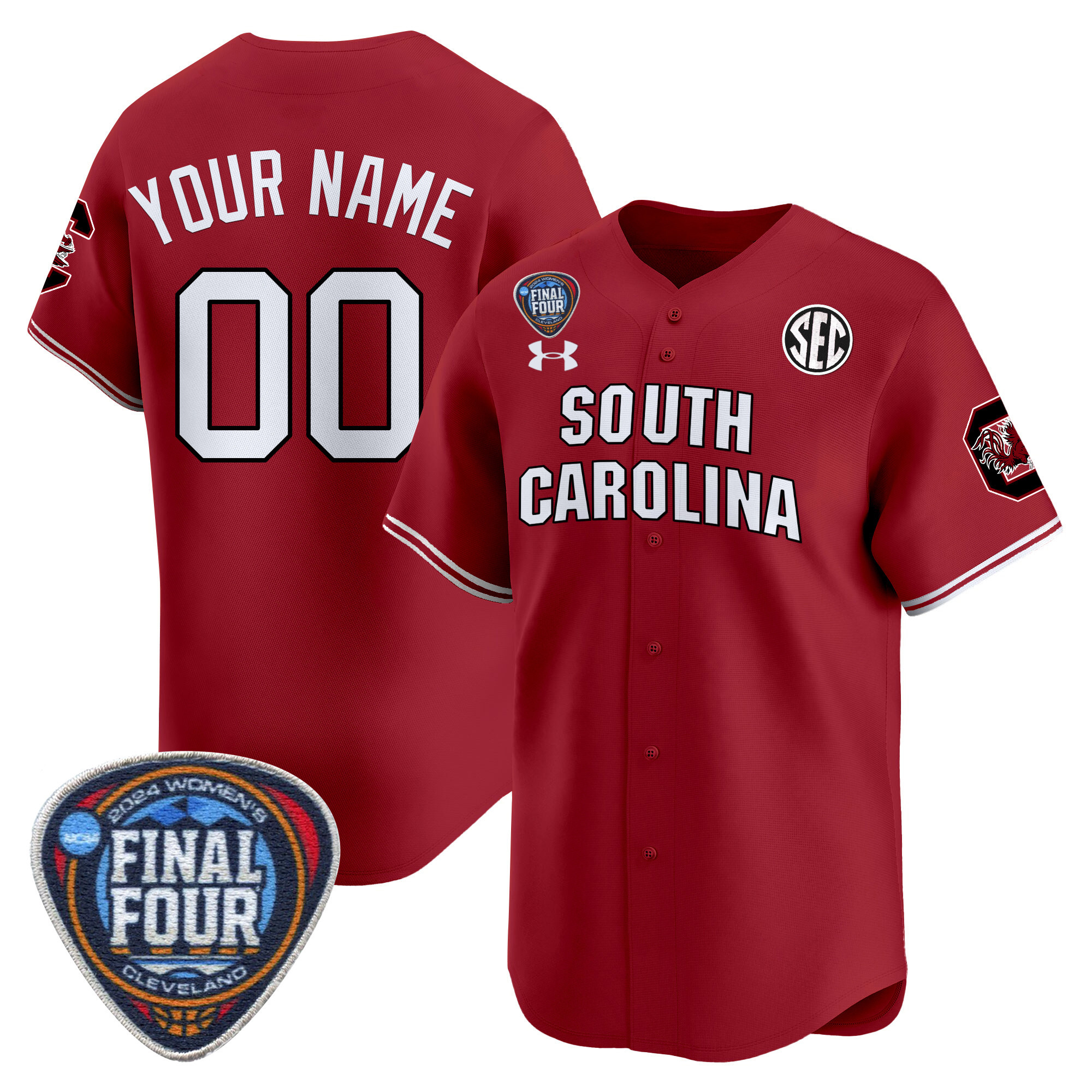 South Carolina Gamecocks 2024 Final Four Baseball Custom Jersey - Women Patch - All Stitched
