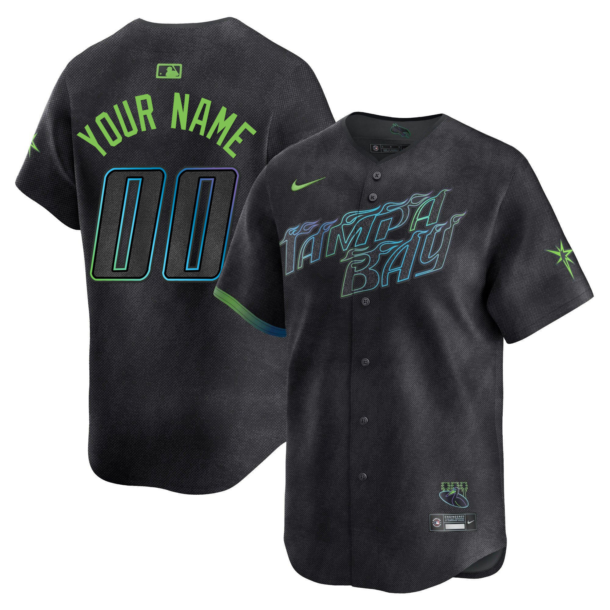 Tampa Bay Rays 2024 City Connect Vapor Premier Limited Custom Jersey - Charcoal - All Stitched