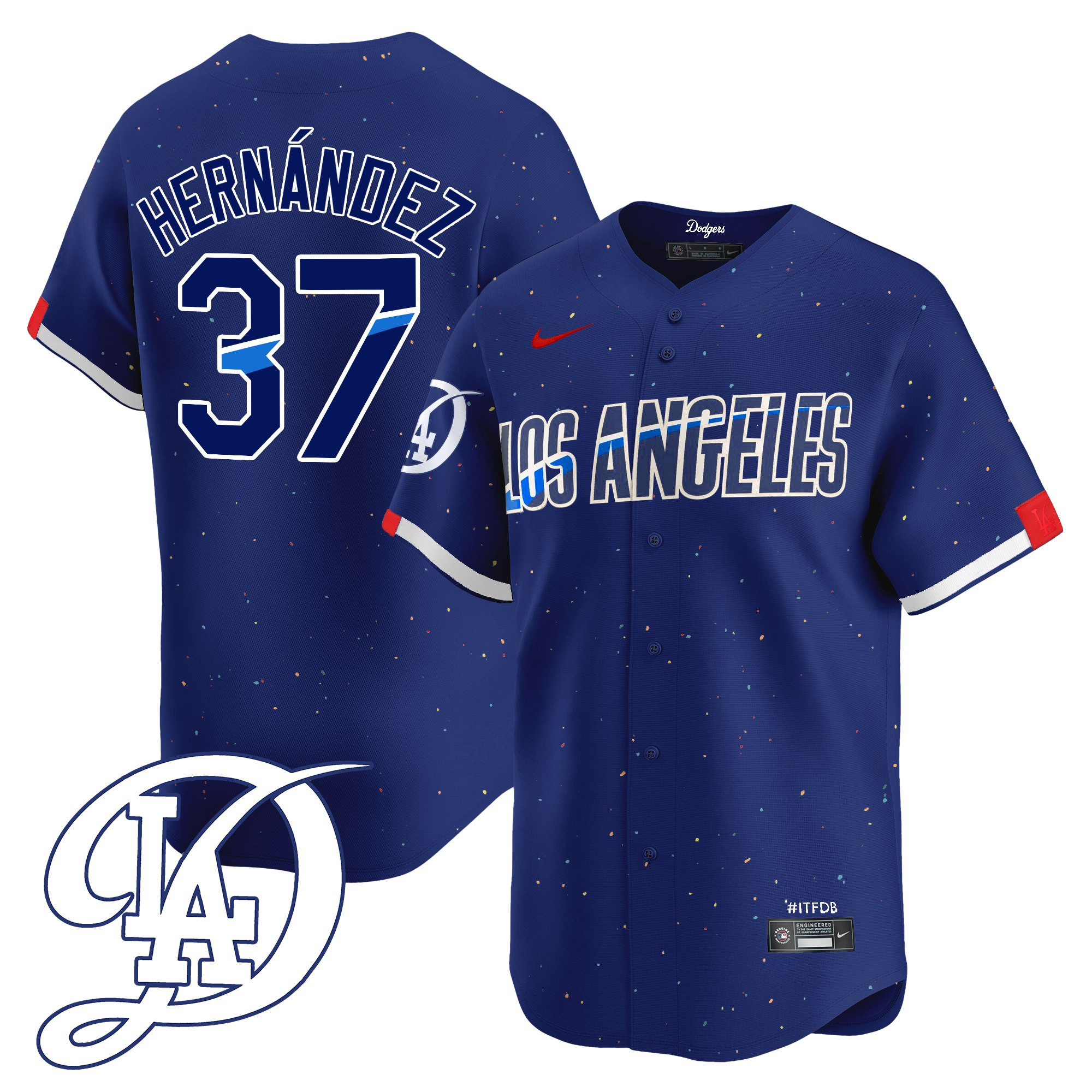 Teoscar Hernández Los Angeles Dodgers 2024 World Series City Connect Jersey - All Stitched