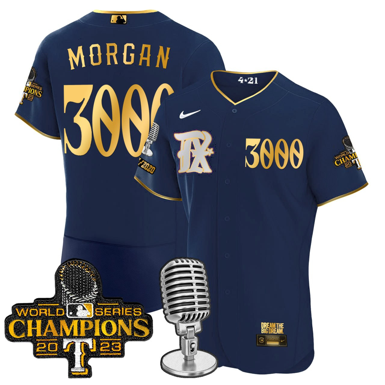 Texas Rangers 2023 World Series Champions Rangers Gold Trim Jersey - All Stitched