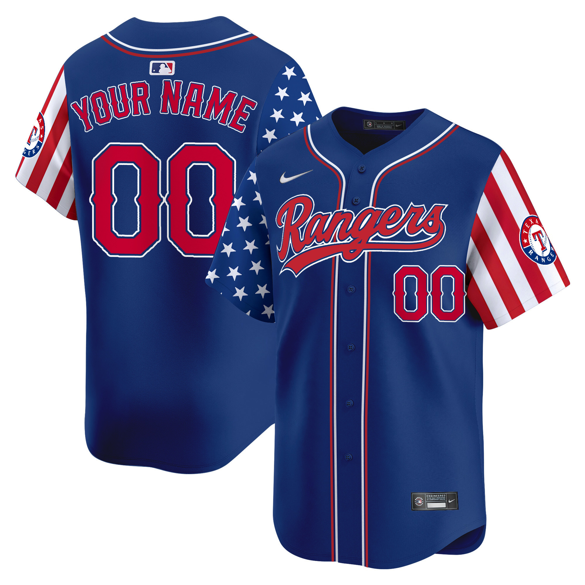 Texas Rangers 2024 Independence Day Vapor Premier Limited Custom Jersey - All Stitched