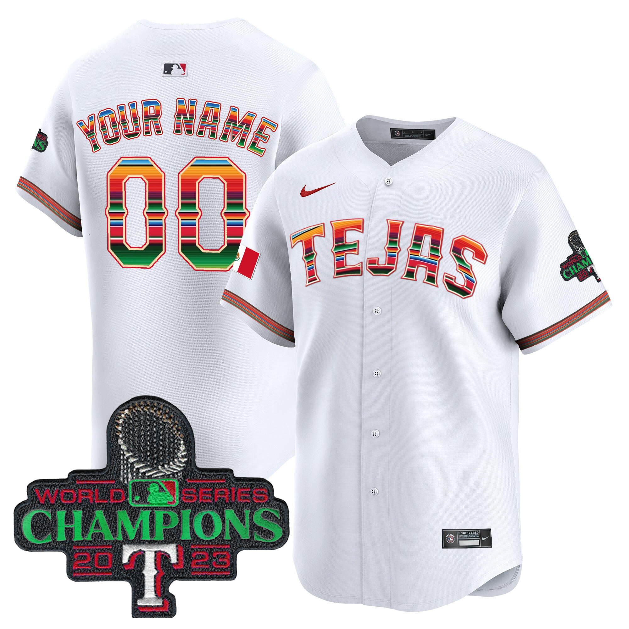 Texas Rangers Mexico Champions Patch Vapor Premier Limited Custom Jersey - All Stitched
