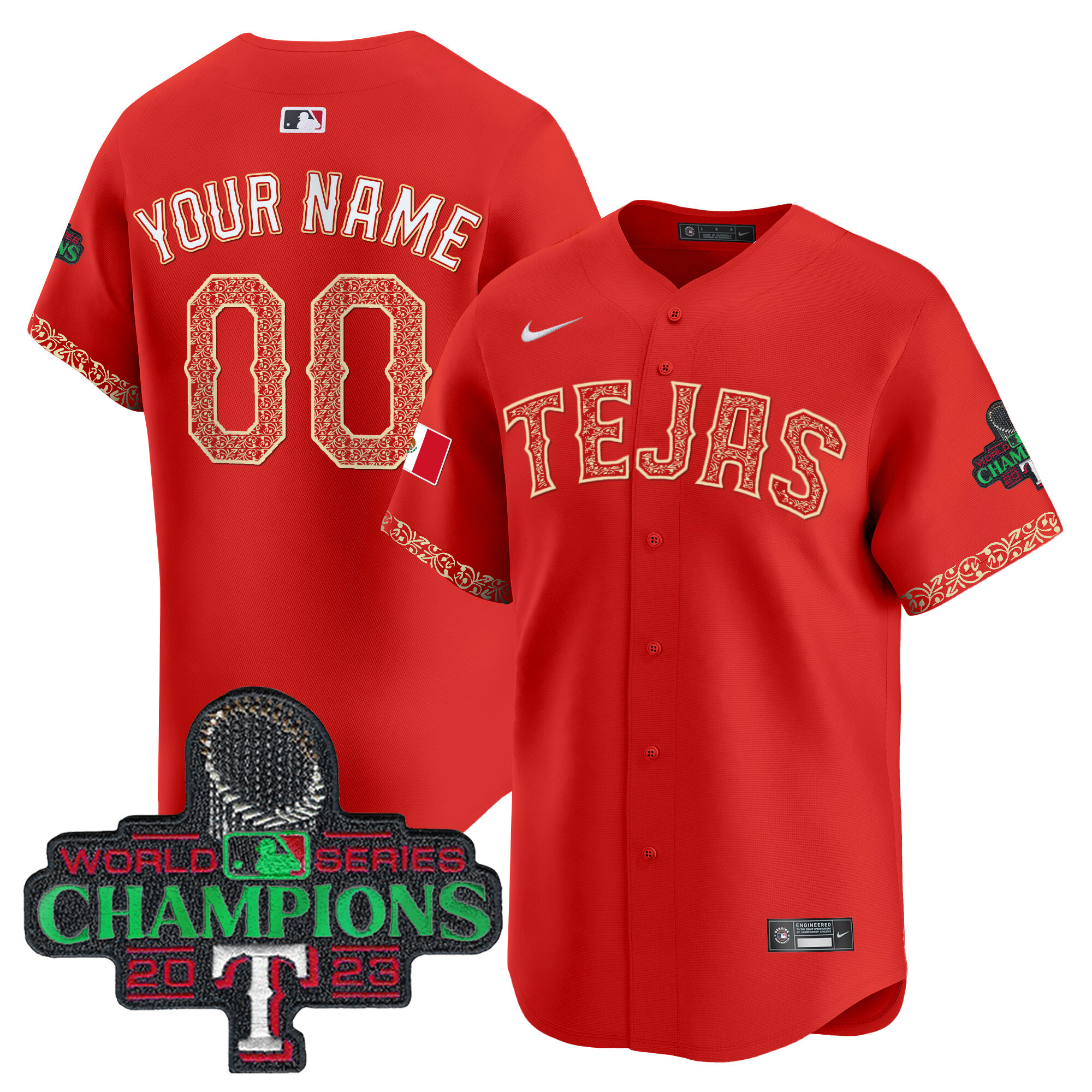 Texas Rangers Mexico Champions Patch Vapor Premier Limited Custom Jersey - All Stitched