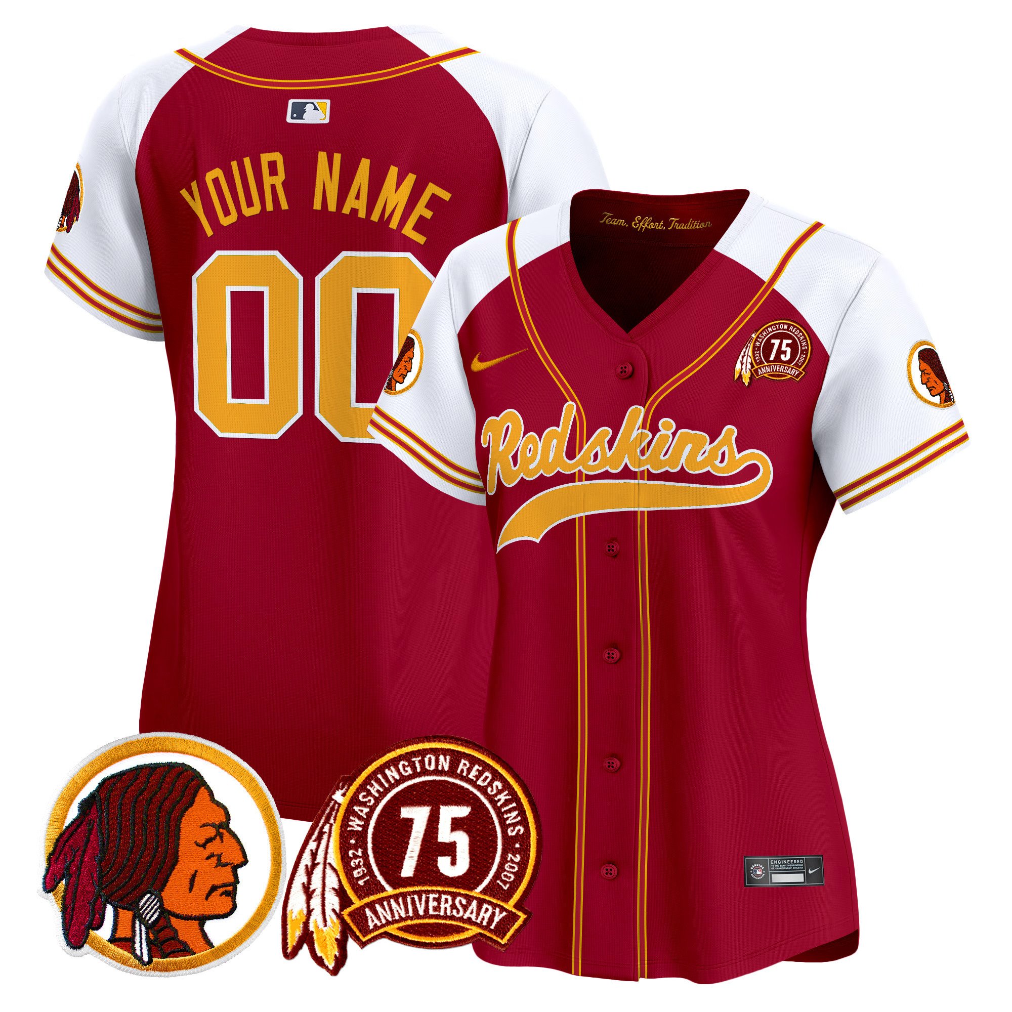 Washington Redskins 75th Patch Throwback Vapor Premier Limited Custom Jersey - All Stitched