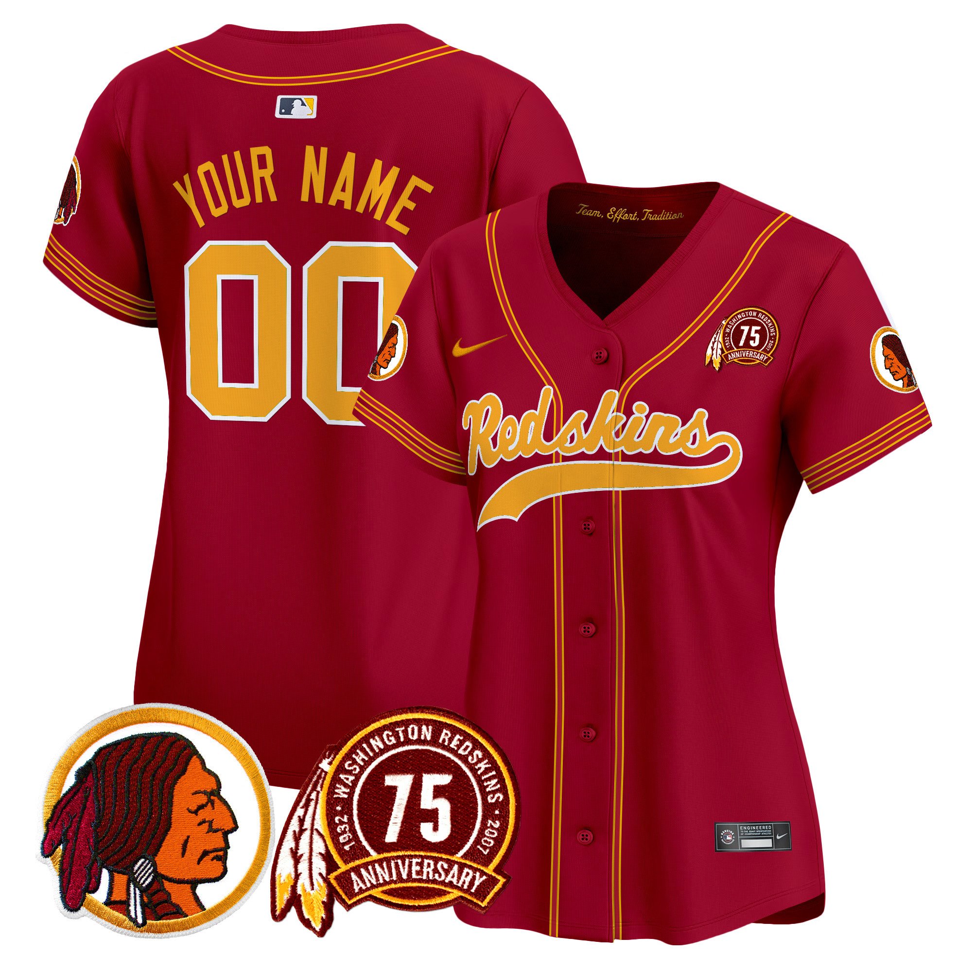 Washington Redskins 75th Patch Throwback Vapor Premier Limited Custom Jersey - All Stitched