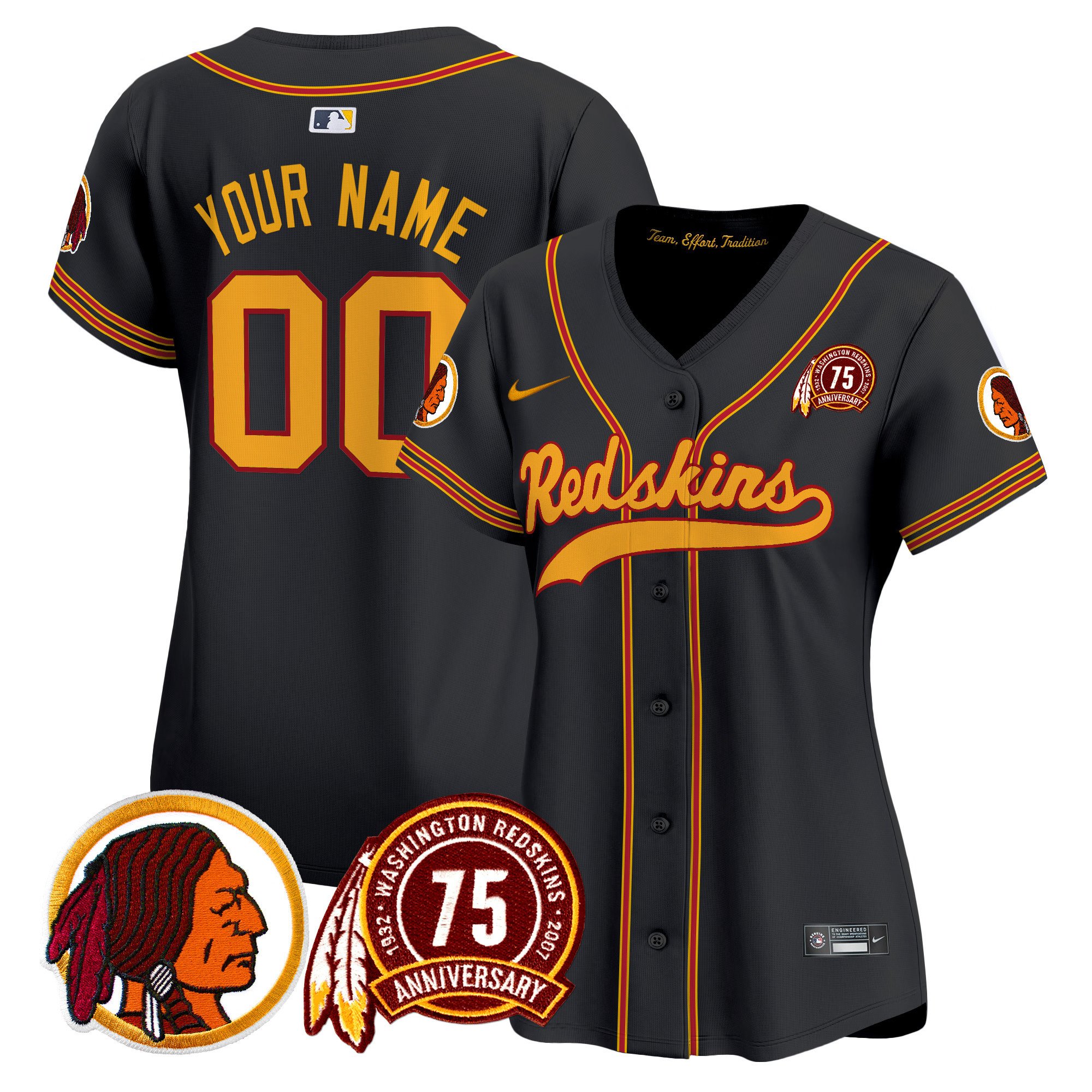 Washington Redskins 75th Patch Throwback Vapor Premier Limited Custom Jersey - All Stitched