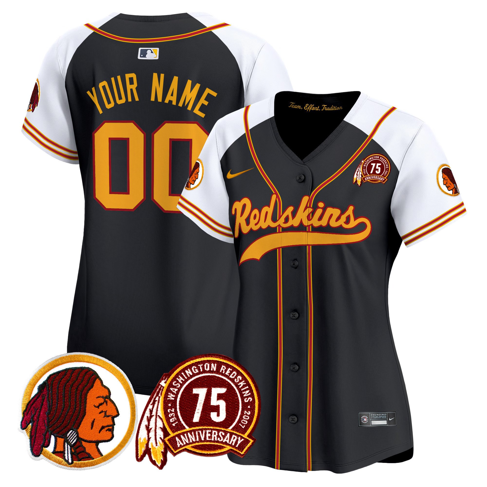 Washington Redskins 75th Patch Throwback Vapor Premier Limited Custom Jersey - All Stitched