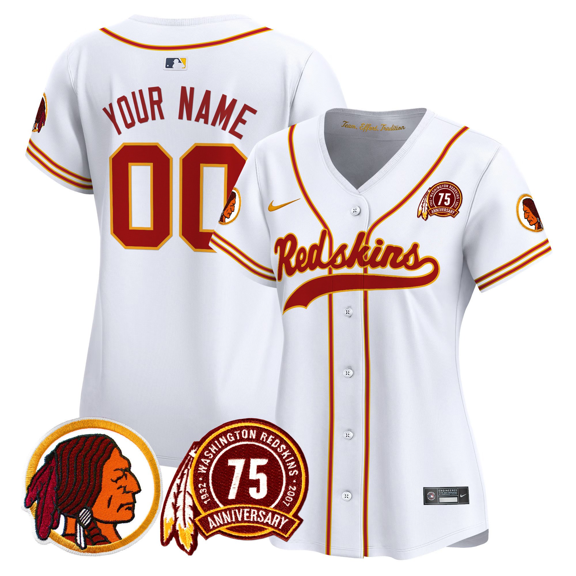 Washington Redskins 75th Patch Throwback Vapor Premier Limited Custom Jersey - All Stitched