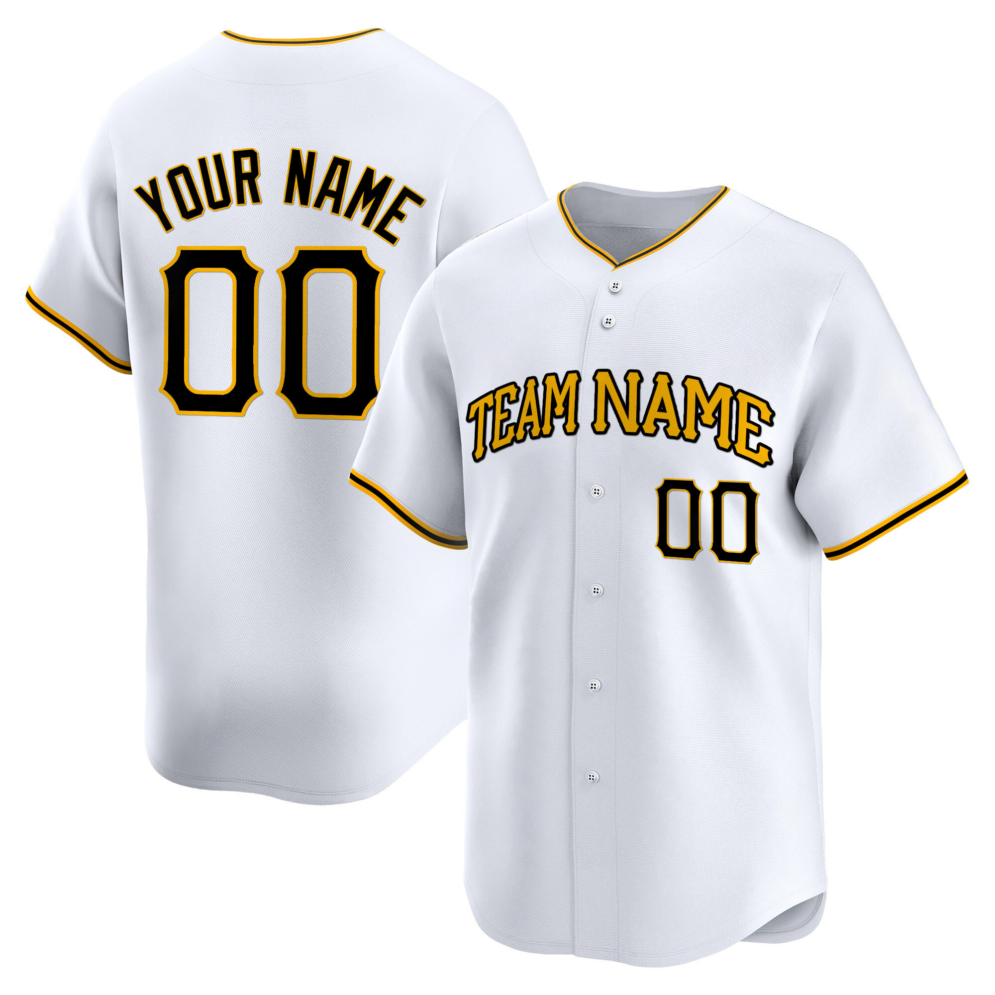 White Gold Custom Baseball Jersey