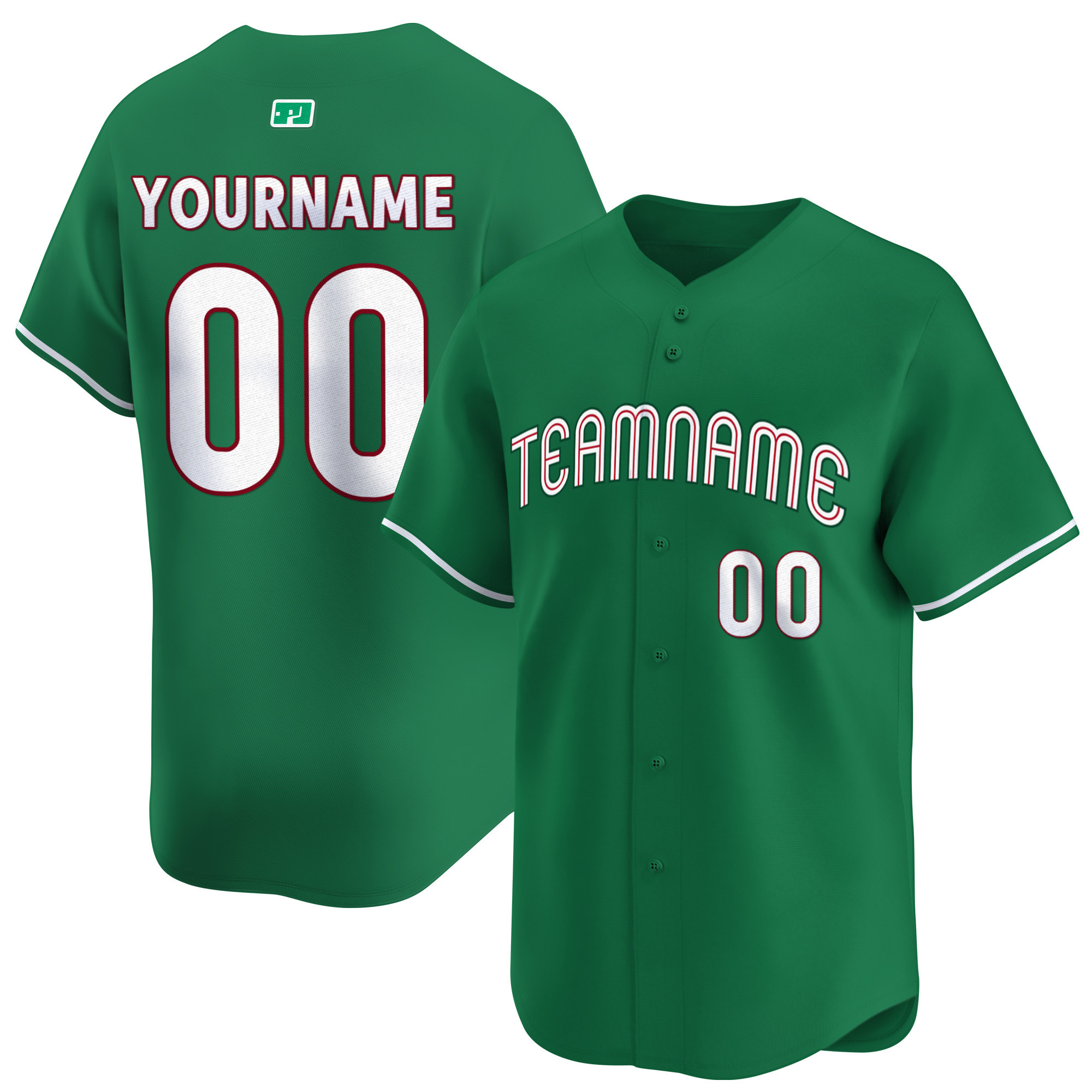 White-Green Custom Baseball Jersey