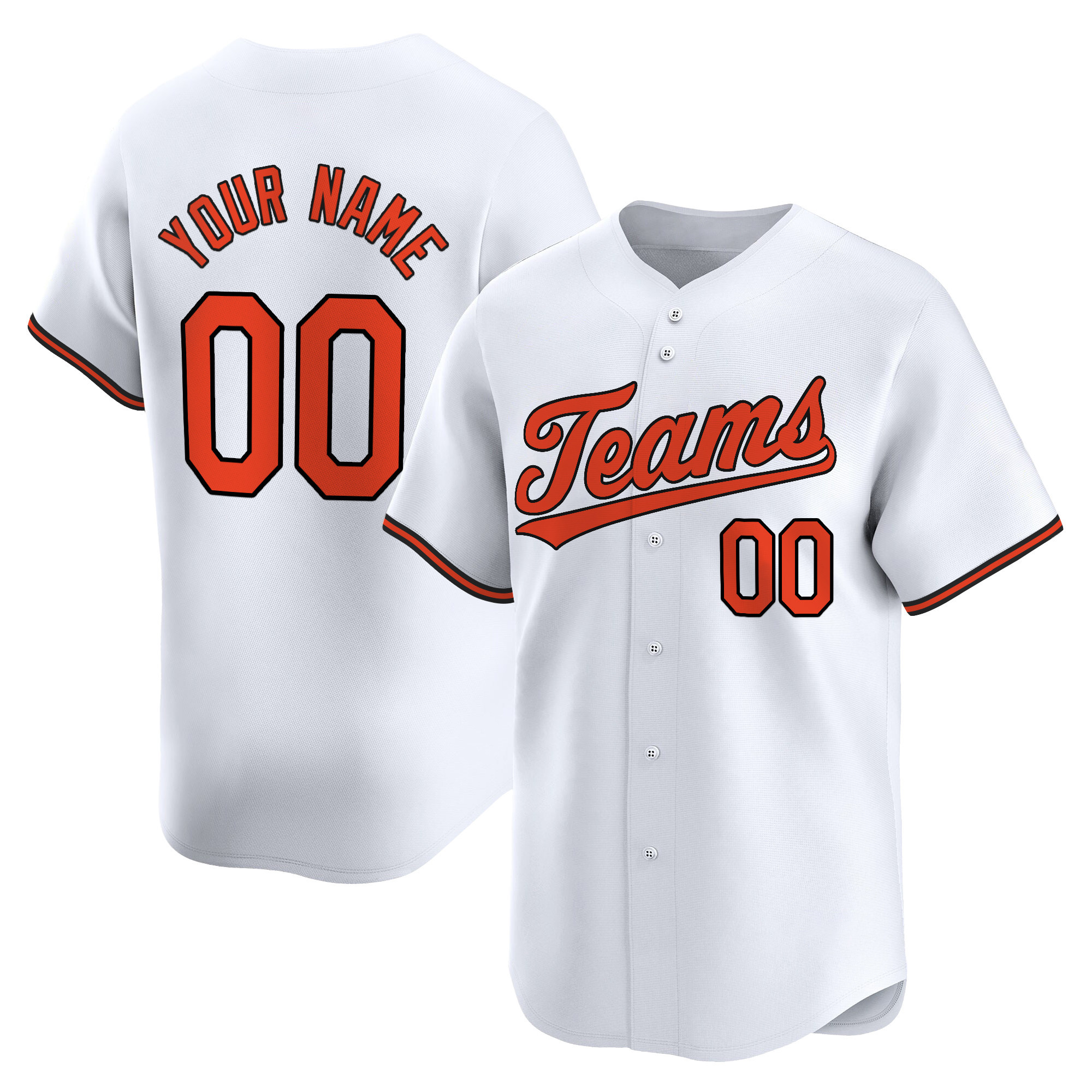White Orange Custom Baseball Jersey