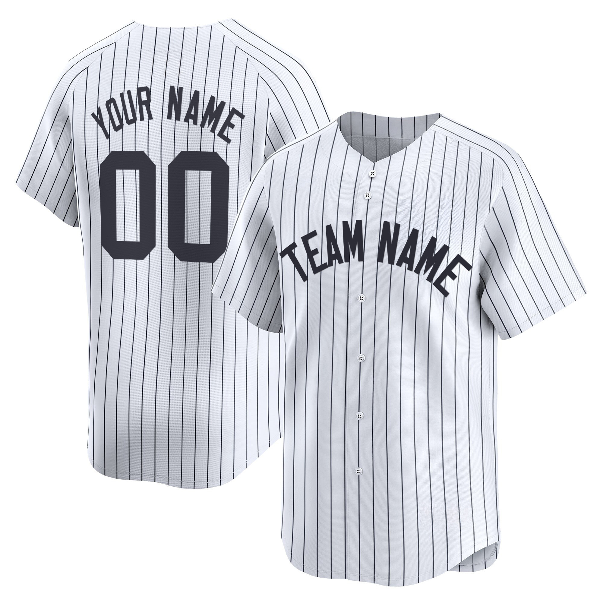 White Pinstripes Custom Baseball Jersey