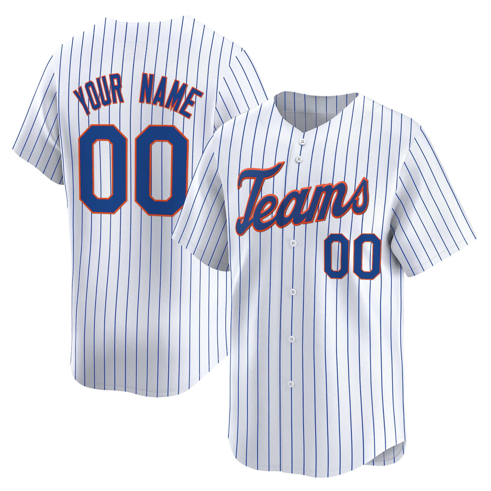 White Pinstripes Royal Custom Baseball Jersey