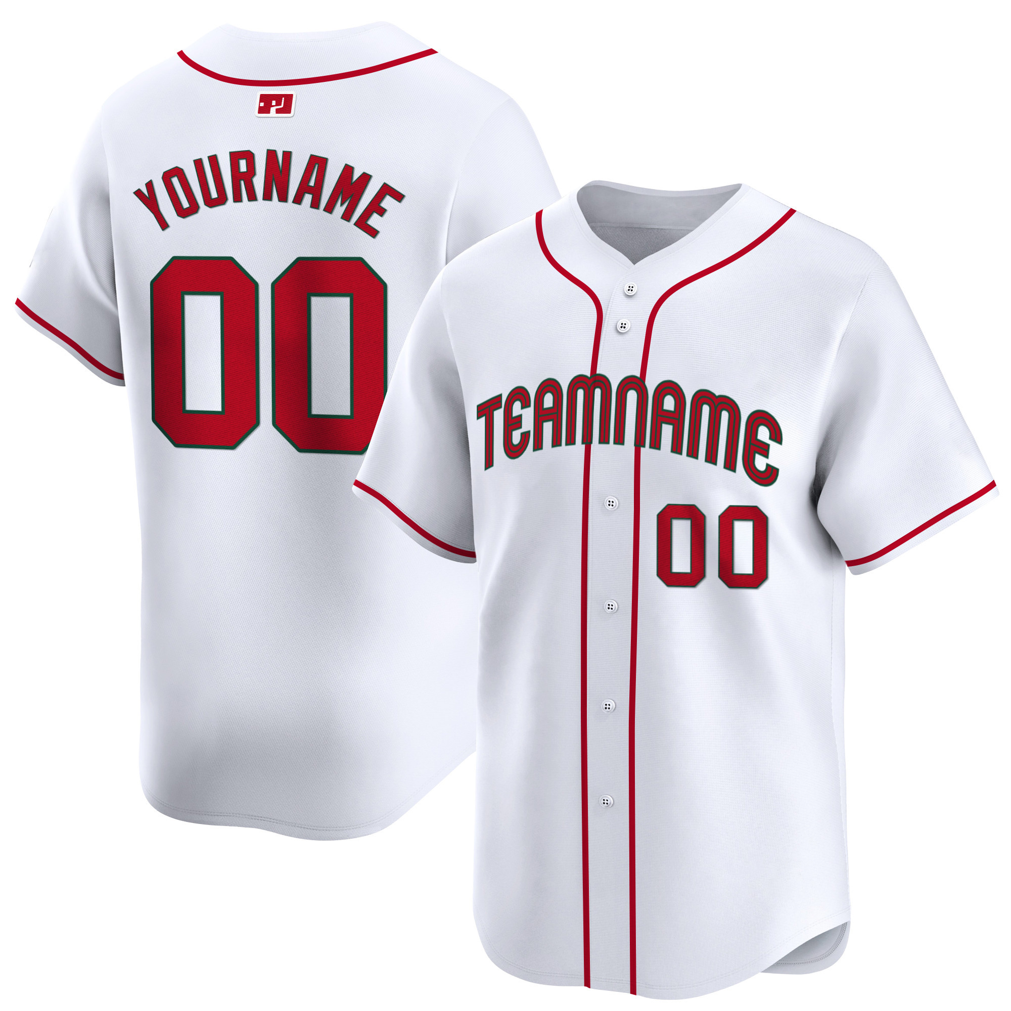 White Red Custom Baseball Jersey