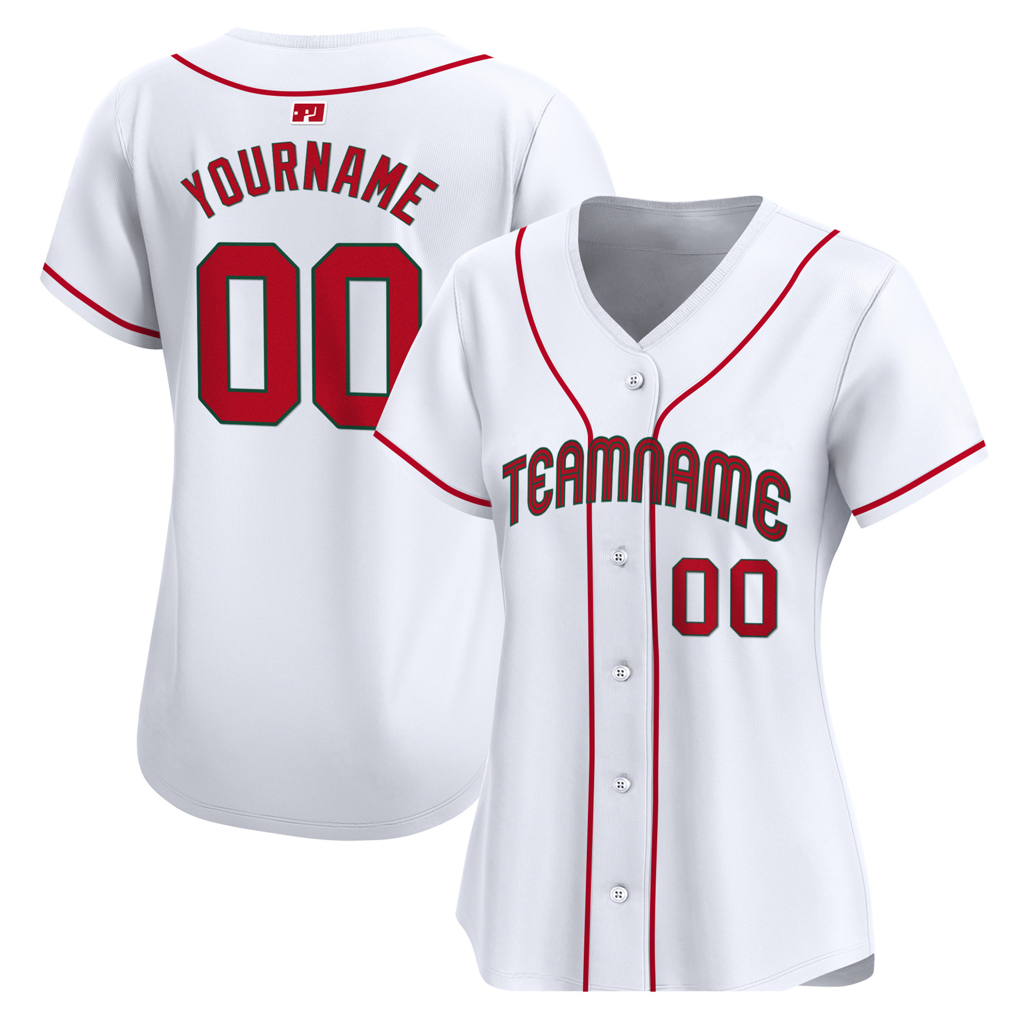 White Red Custom Baseball Jersey
