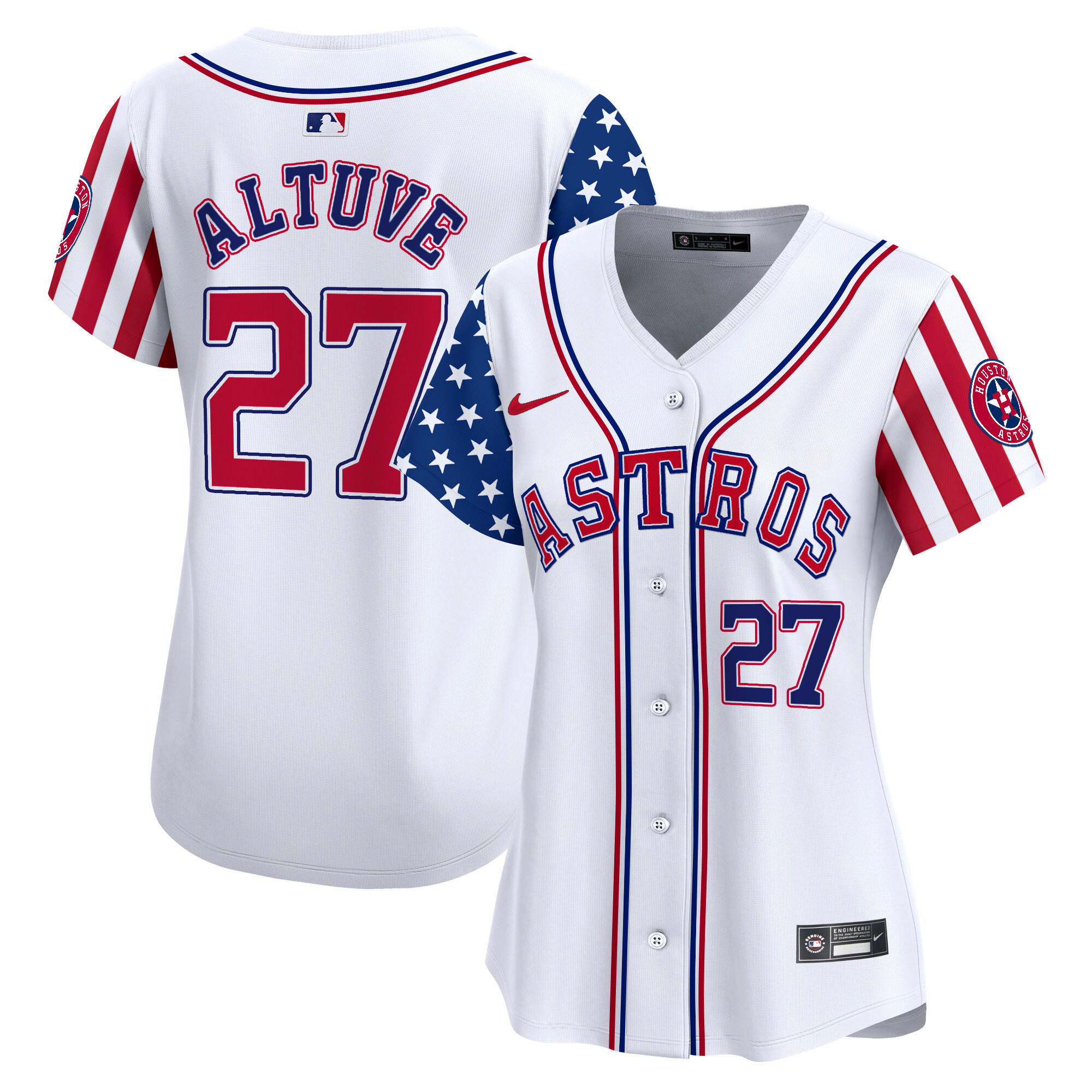 Women's Astros 2024 Independence Day Vapor Premier Limited Jersey - All Stitched