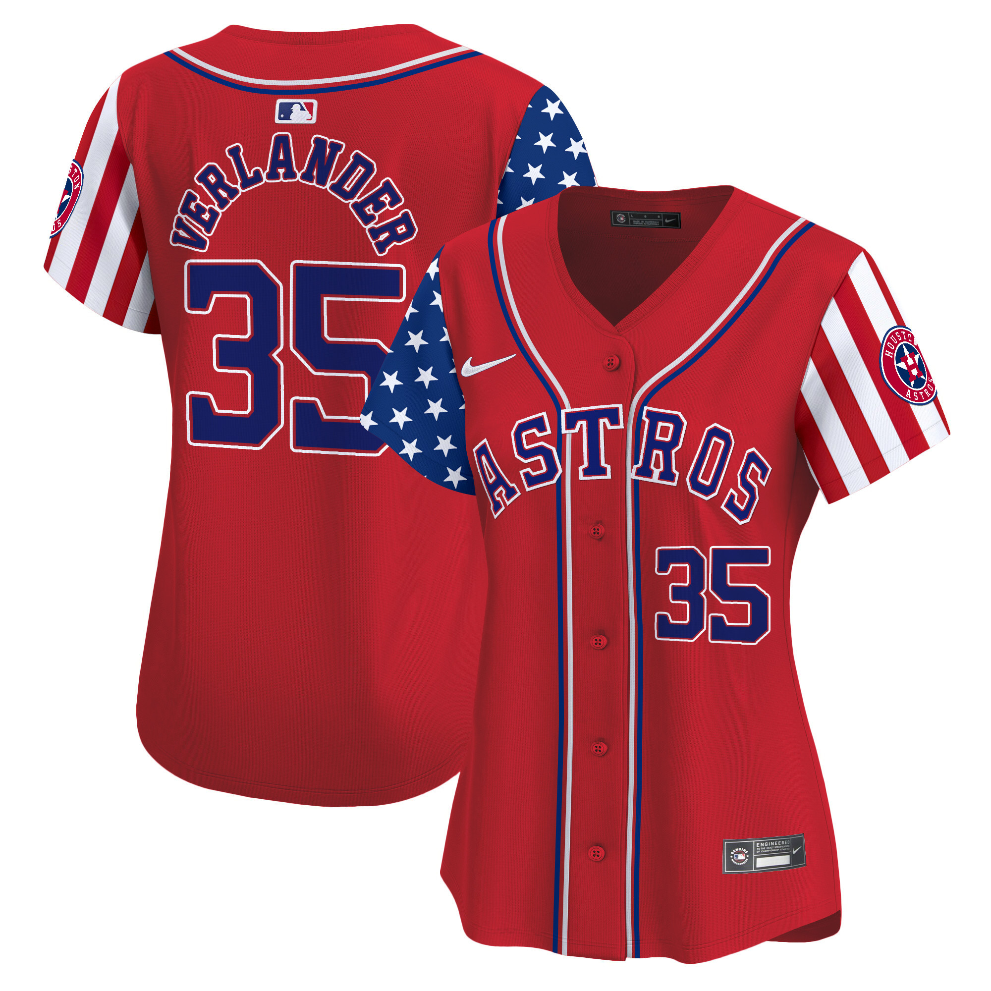 Women's Astros 2024 Independence Day Vapor Premier Limited Jersey - All Stitched
