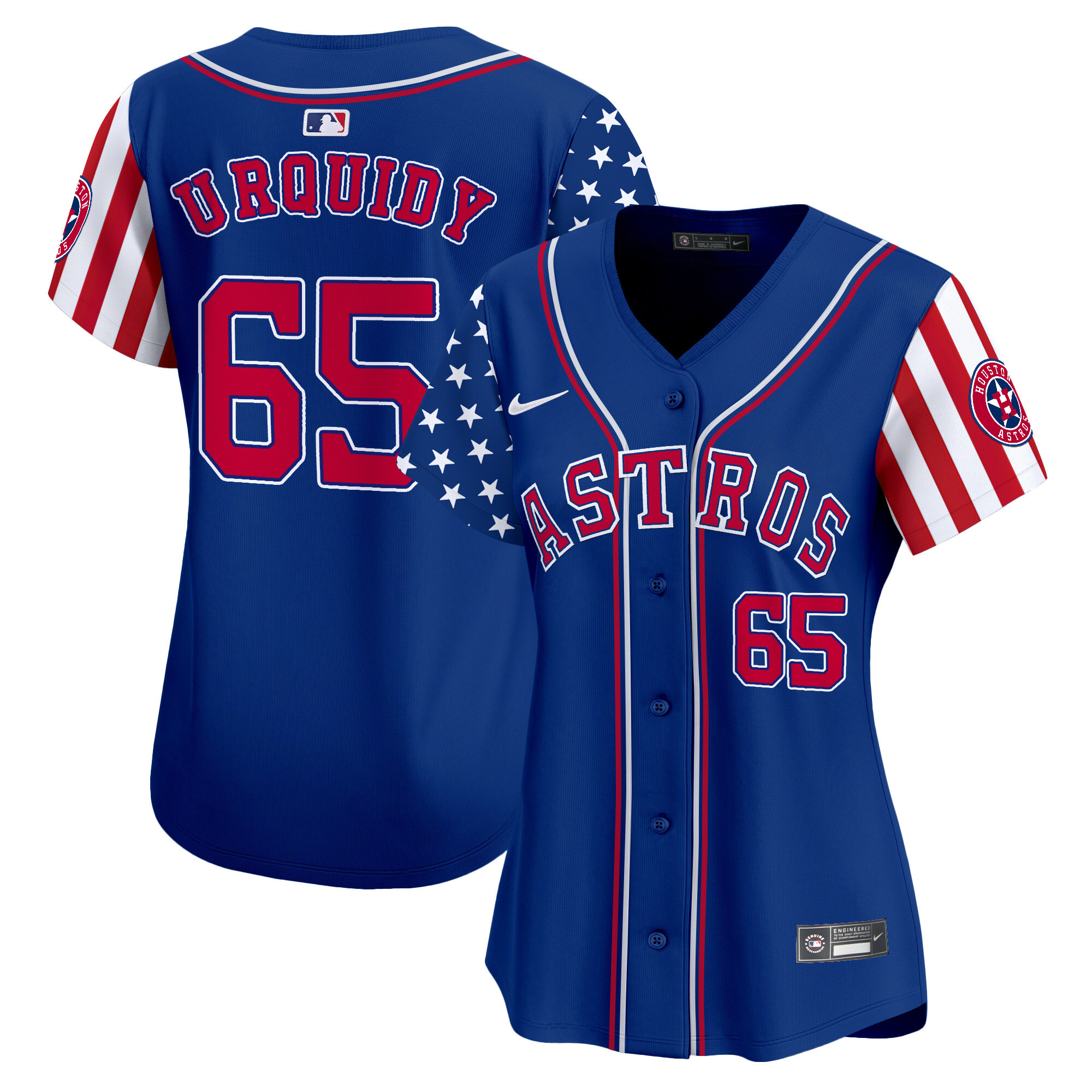 Women's Astros 2024 Independence Day Vapor Premier Limited Jersey - All Stitched