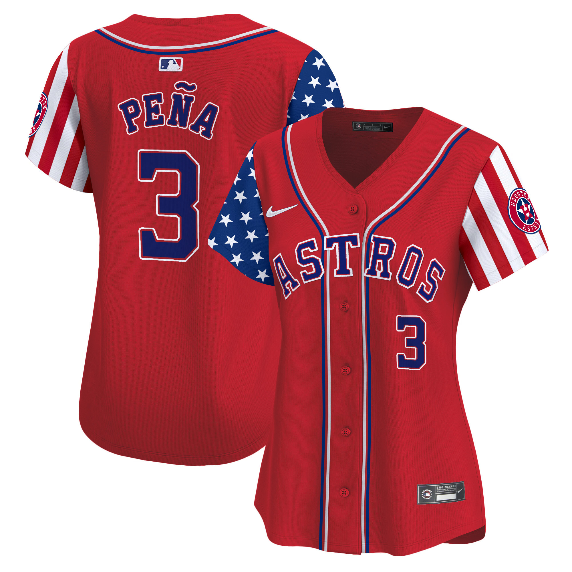 Women's Astros 2024 Independence Day Vapor Premier Limited Jersey - All Stitched