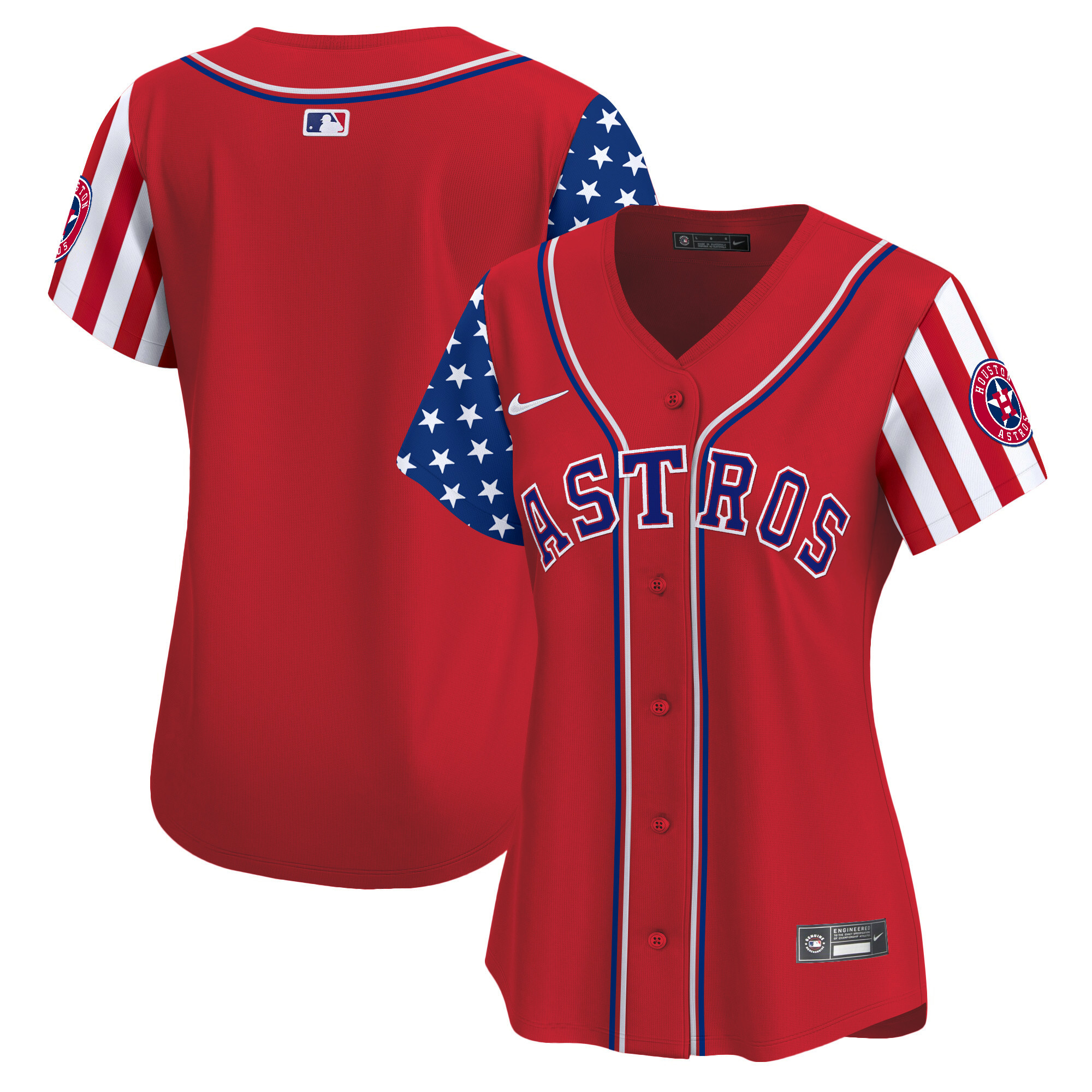 Women's Astros 2024 Independence Day Vapor Premier Limited Jersey - All Stitched