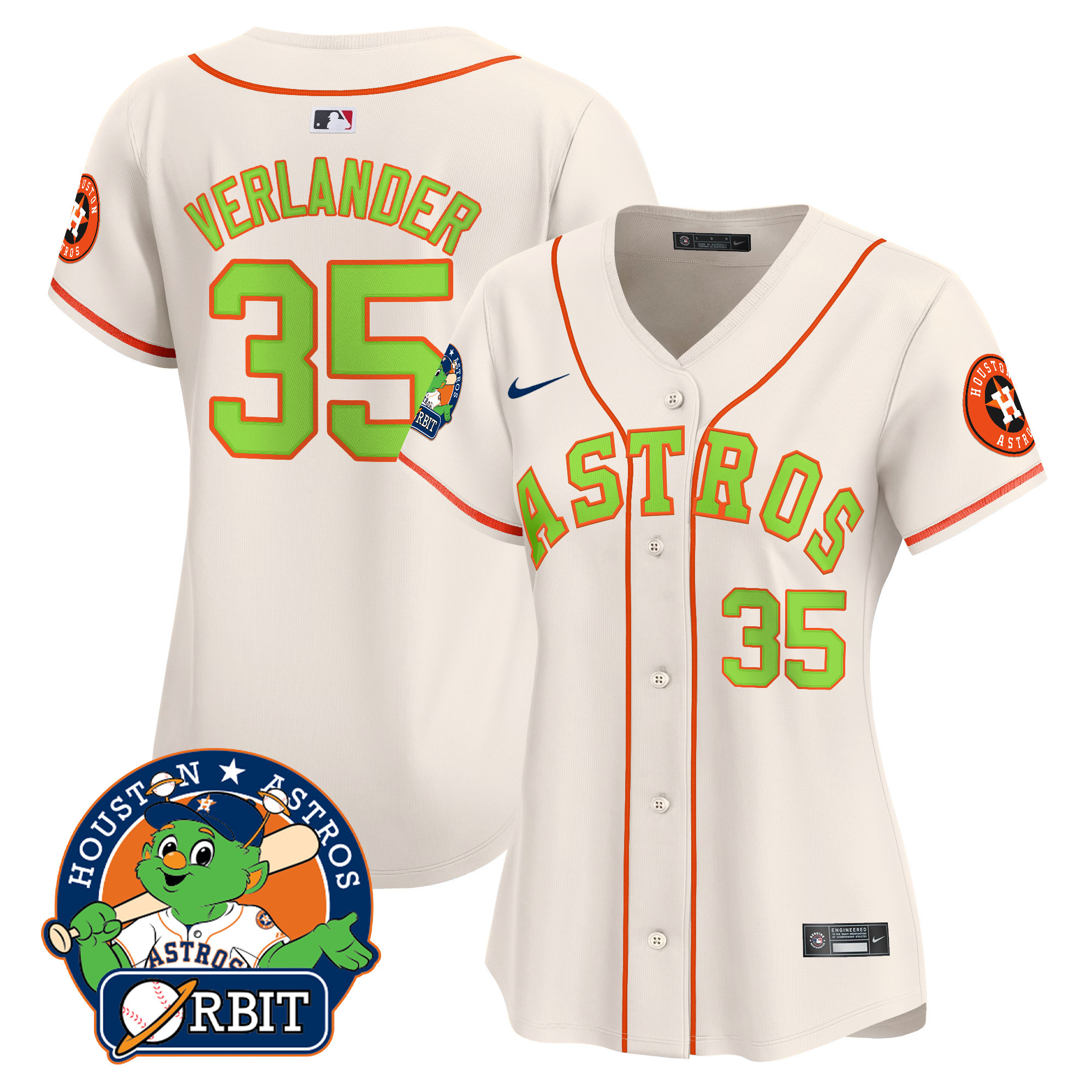 Women's Astros Orbit Patch Vapor Premier Limited Jersey V2 - All Stitched