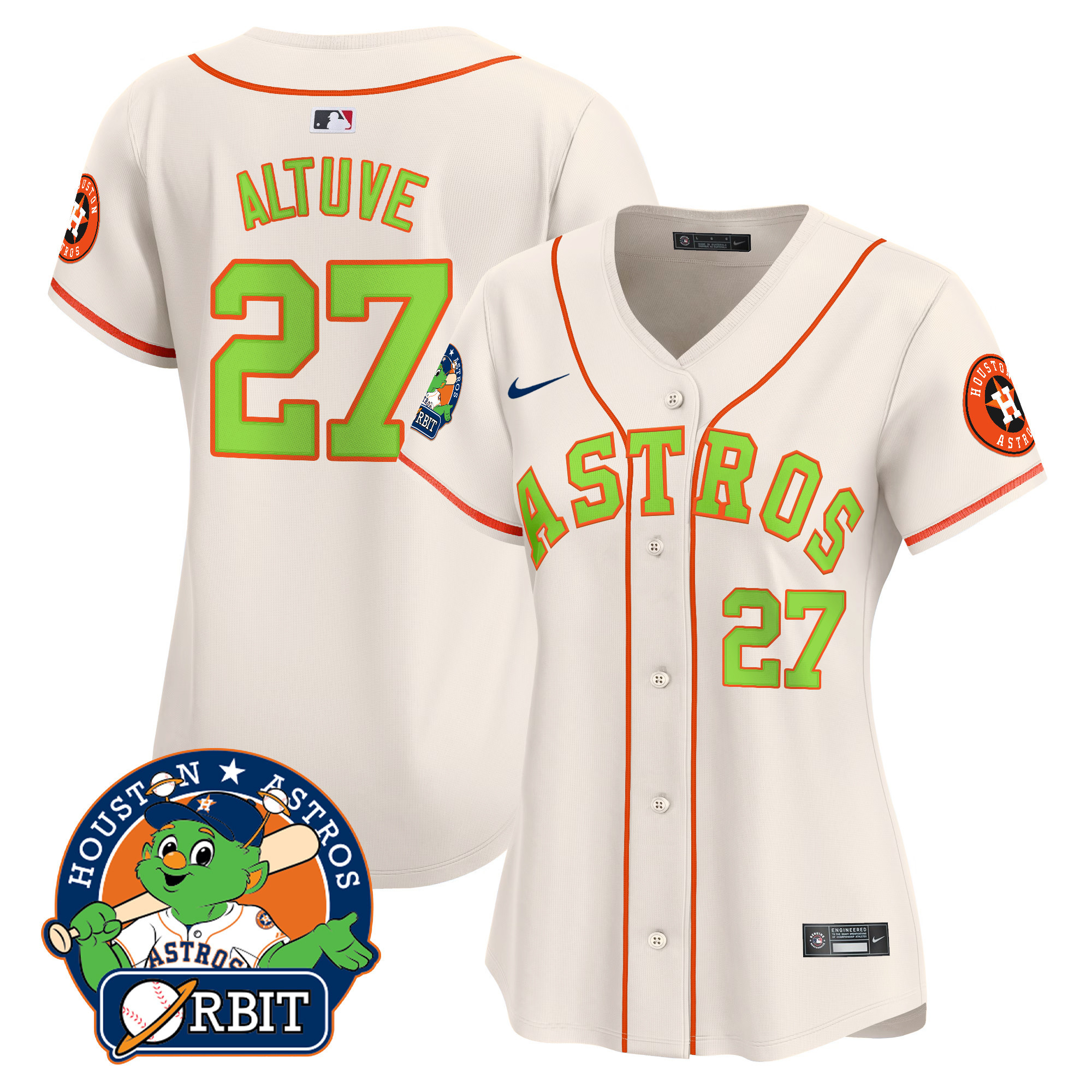 Women's Astros Orbit Patch Vapor Premier Limited Jersey V2 - All Stitched