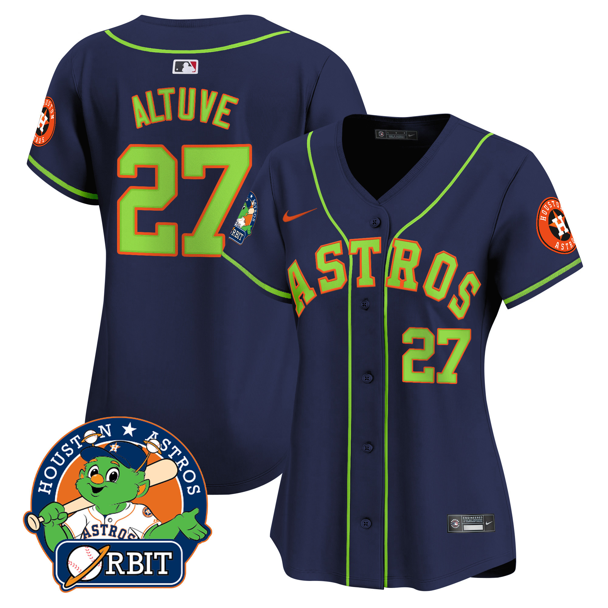 Women's Astros Orbit Patch Vapor Premier Limited Jersey V2 - All Stitched