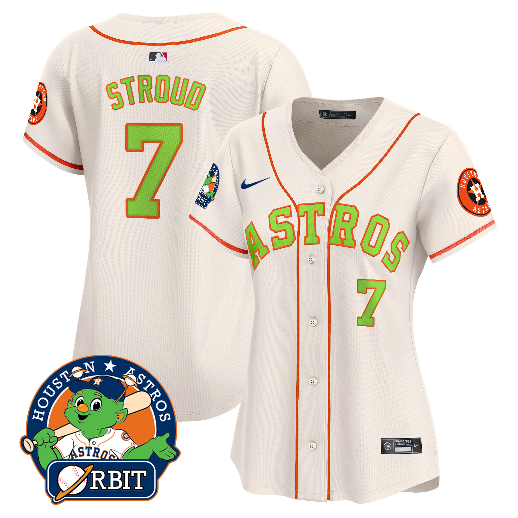 Women's Astros Orbit Patch Vapor Premier Limited Jersey V2 - All Stitched