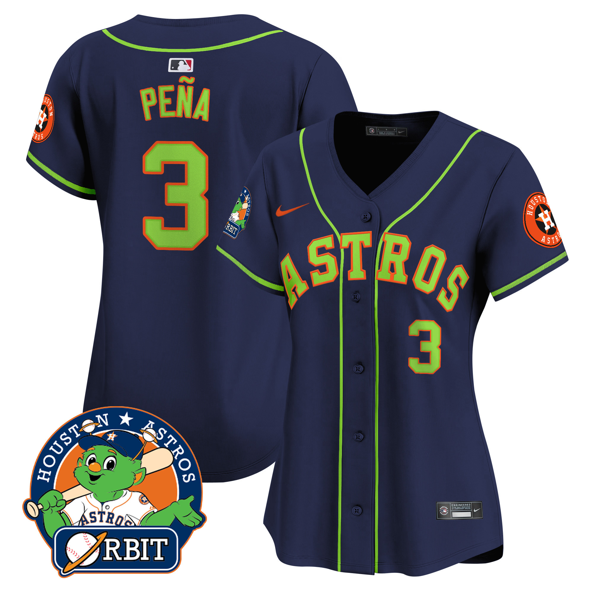 Women's Astros Orbit Patch Vapor Premier Limited Jersey V2 - All Stitched