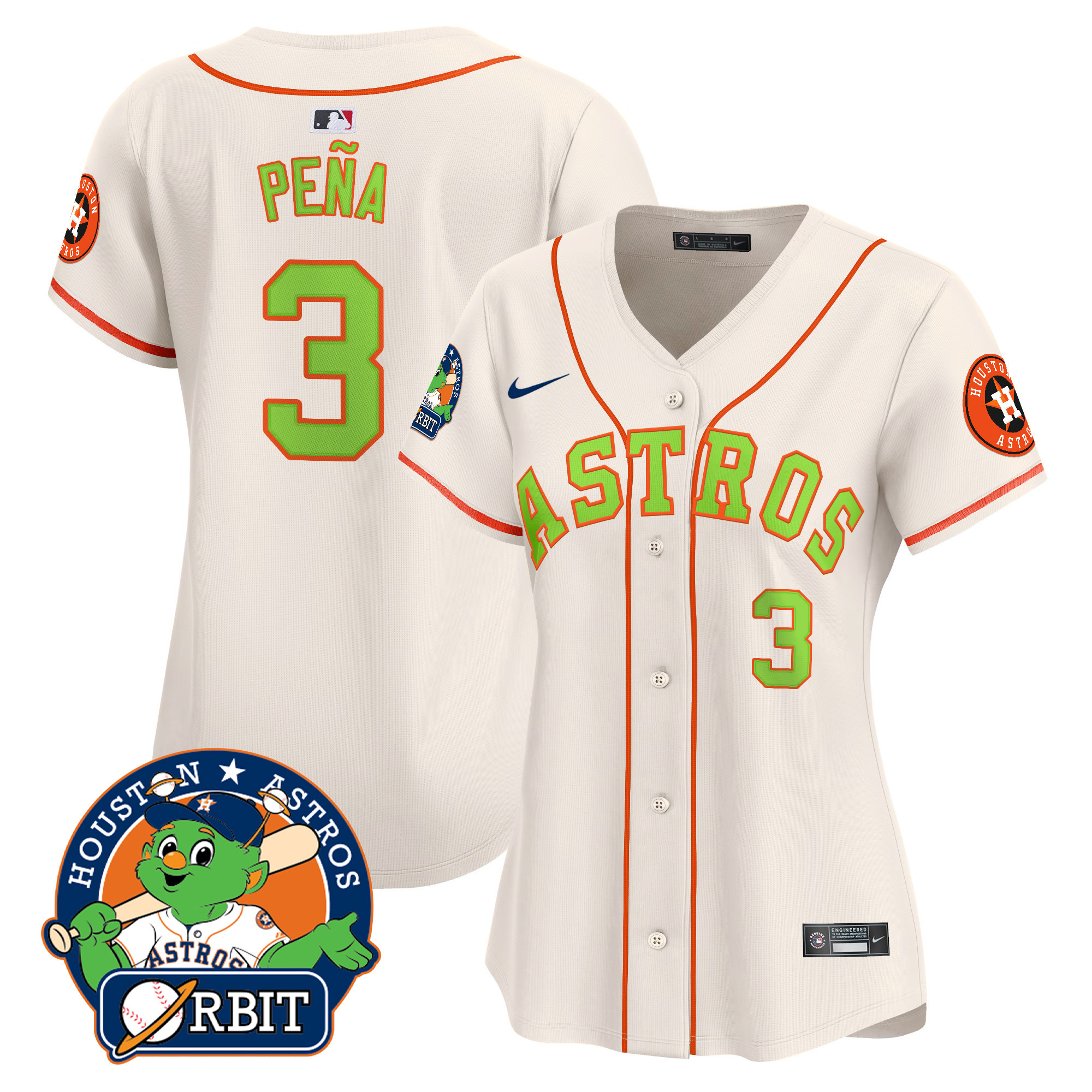 Women's Astros Orbit Patch Vapor Premier Limited Jersey V2 - All Stitched