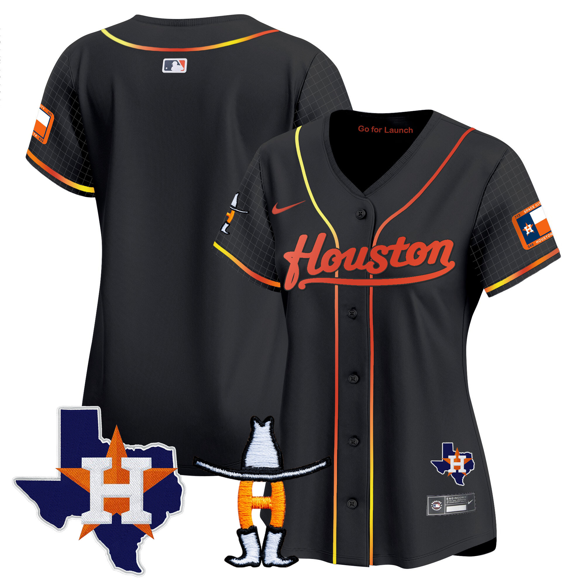 Women's Astros Space City Houston Rodeo Patch Vapor Premier Limited Jersey - All Stitched