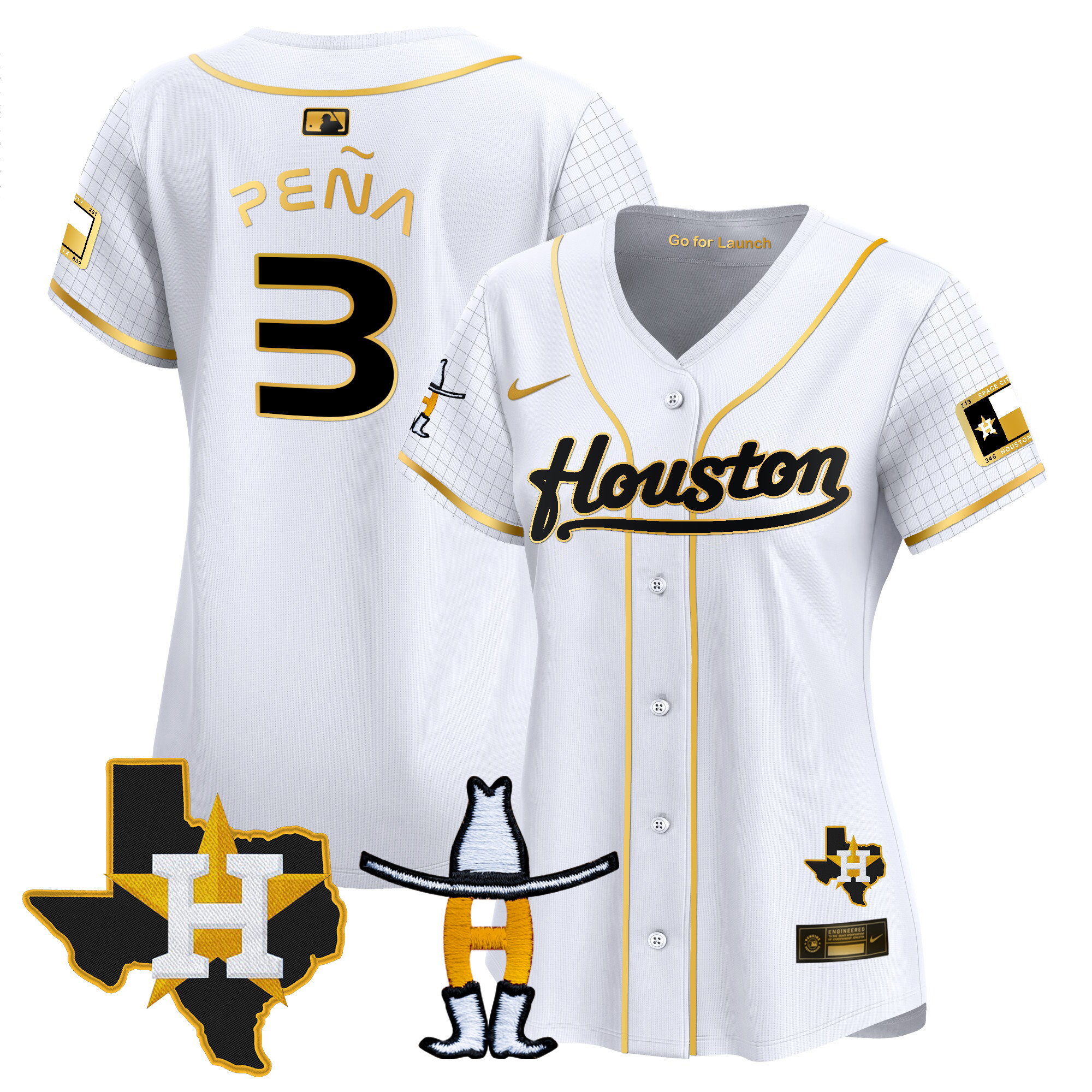 Women's Astros Space City Houston Rodeo Patch Vapor Premier Limited Jersey - All Stitched