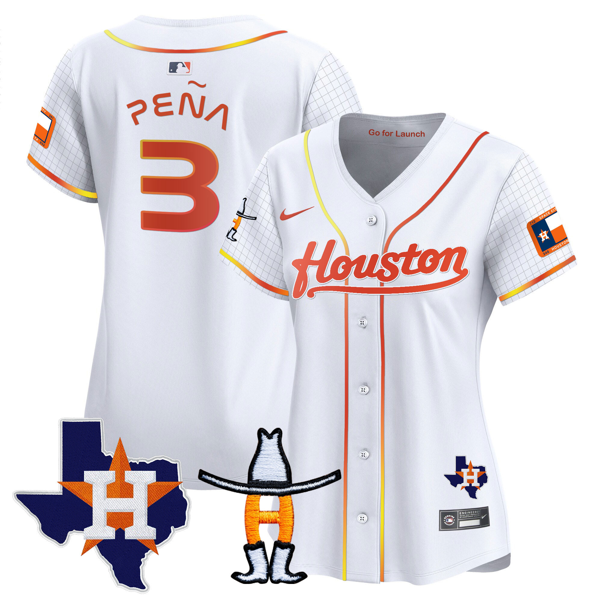 Women's Astros Space City Houston Rodeo Patch Vapor Premier Limited Jersey - All Stitched