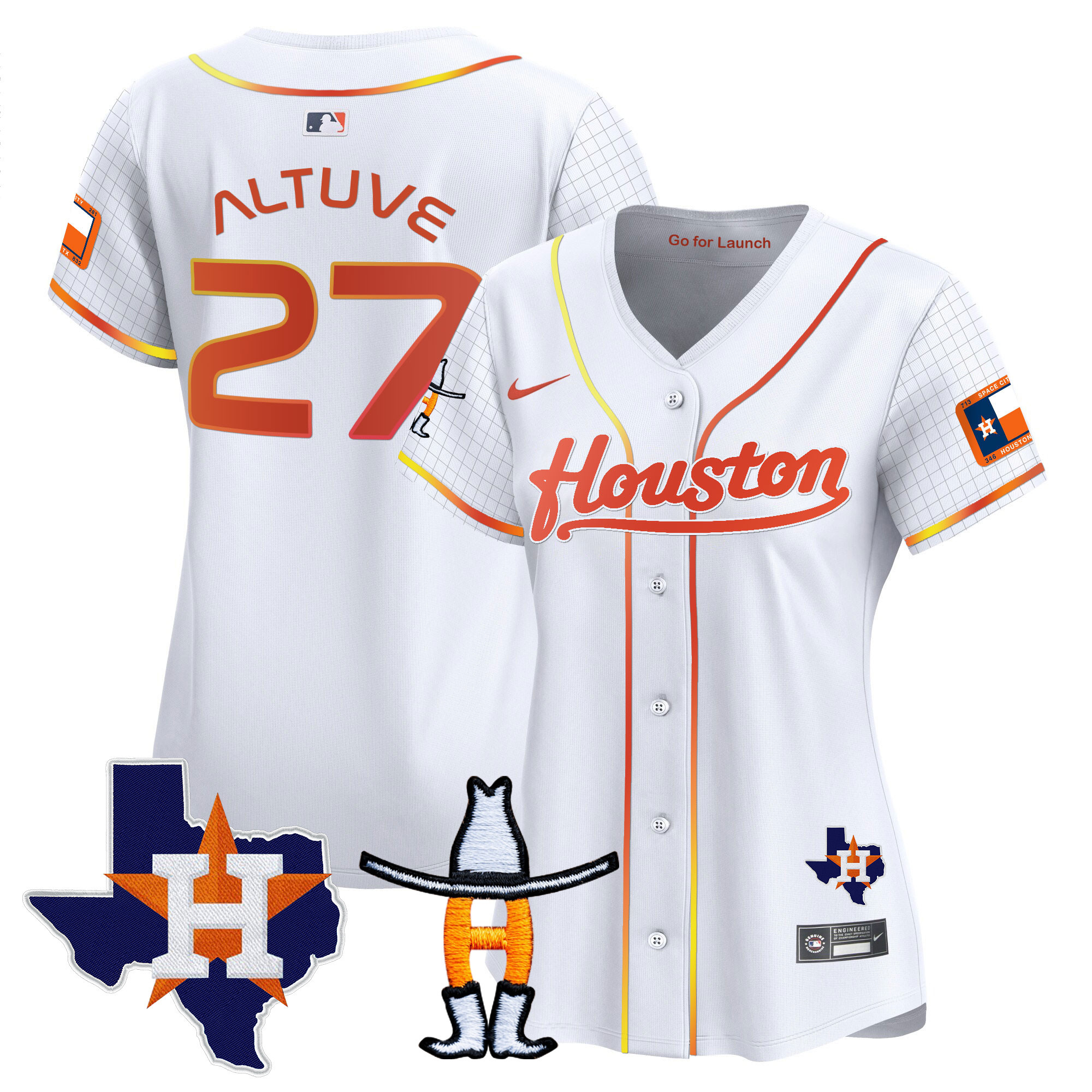 Women's Astros Space City Houston Rodeo Patch Vapor Premier Limited Jersey - All Stitched