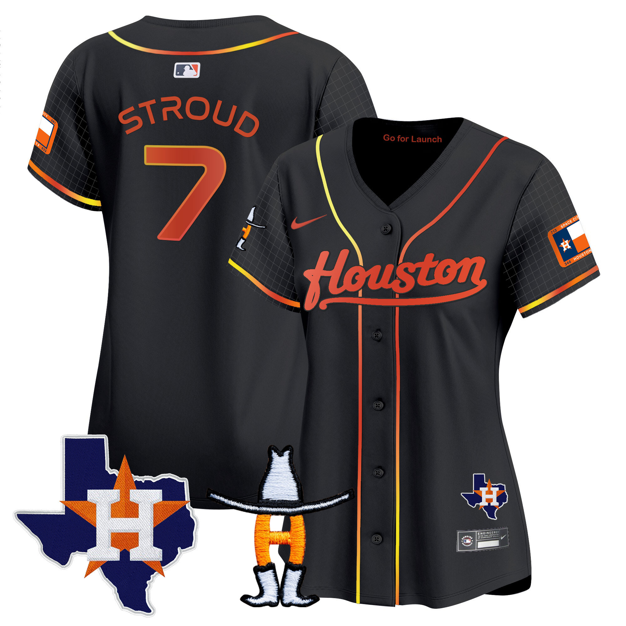 Women's Astros Space City Houston Rodeo Patch Vapor Premier Limited Jersey - All Stitched