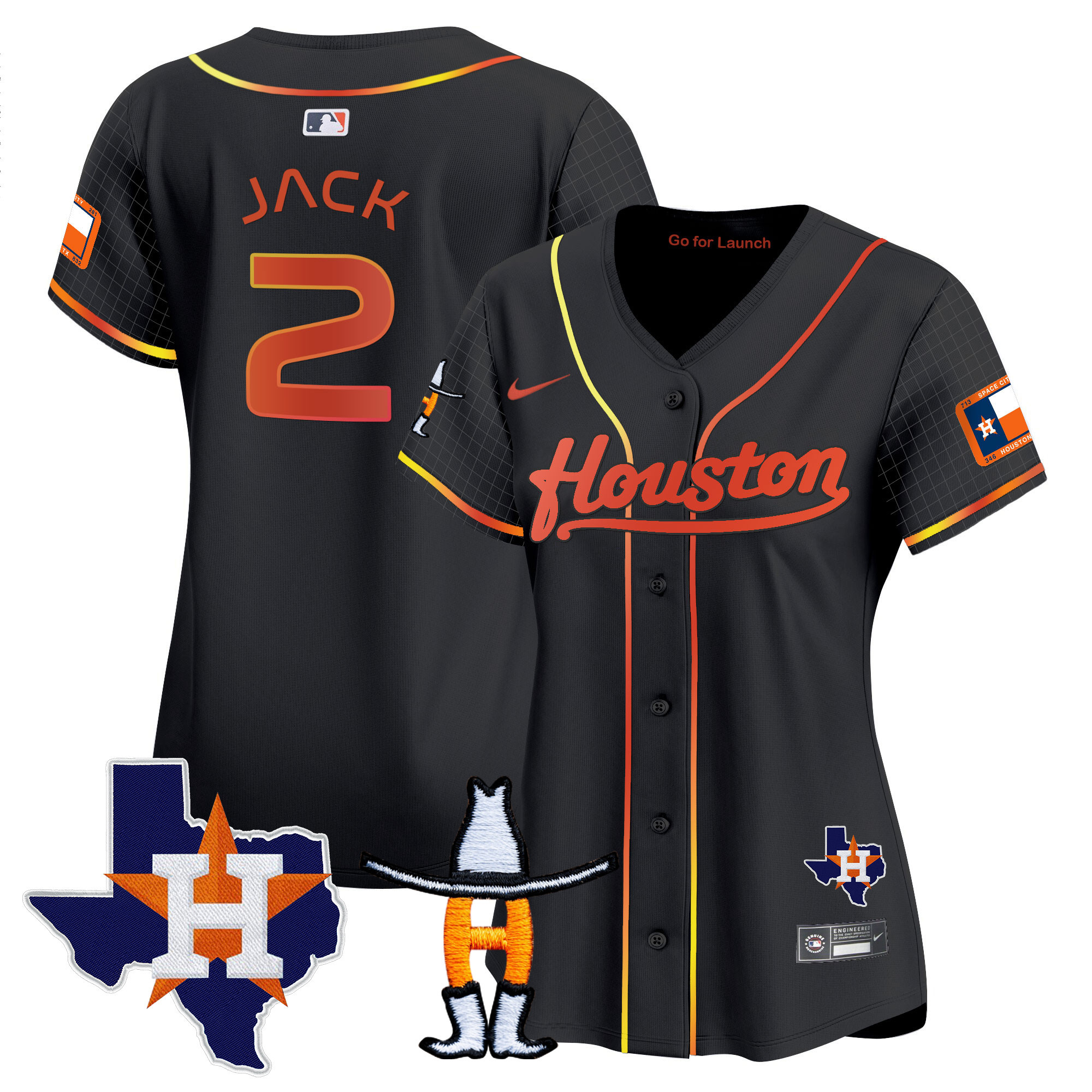 Women's Astros Space City Houston Rodeo Patch Vapor Premier Limited Jersey - All Stitched