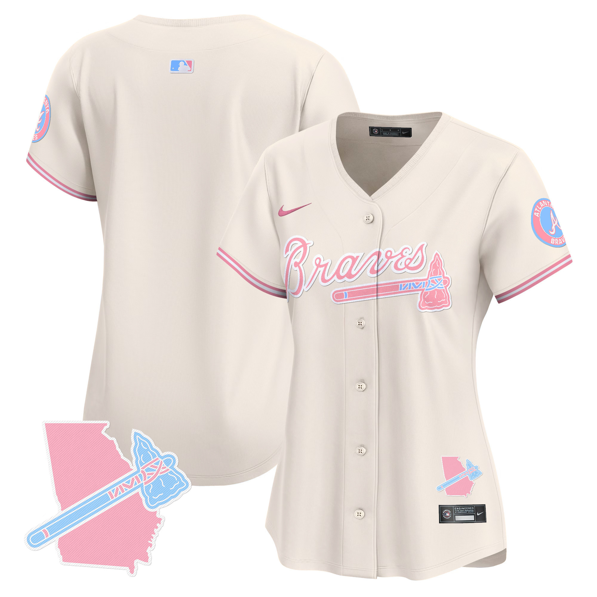 Women's Atlanta Braves Bubblegum Pink Vapor Premier Limited Jersey - All Stitched