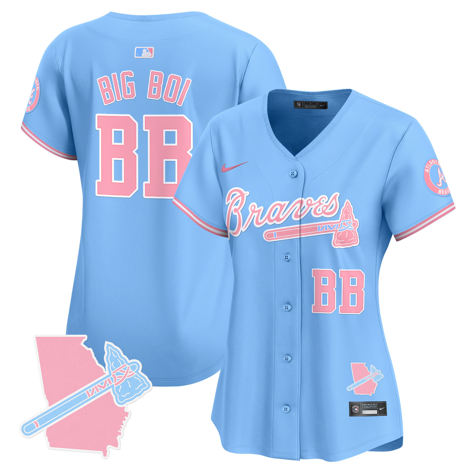 Women's Atlanta Braves Bubblegum Pink Vapor Premier Limited Jersey - All Stitched