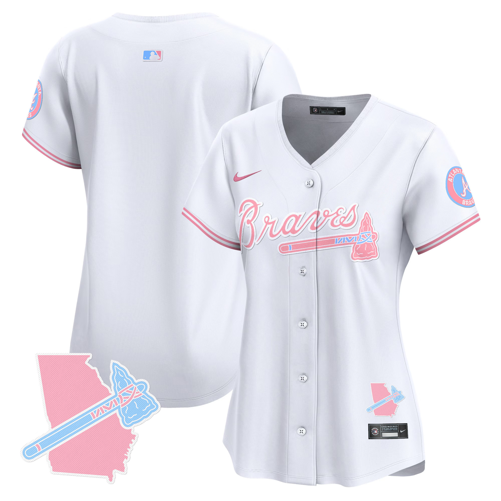 Women's Atlanta Braves Bubblegum Pink Vapor Premier Limited Jersey - All Stitched